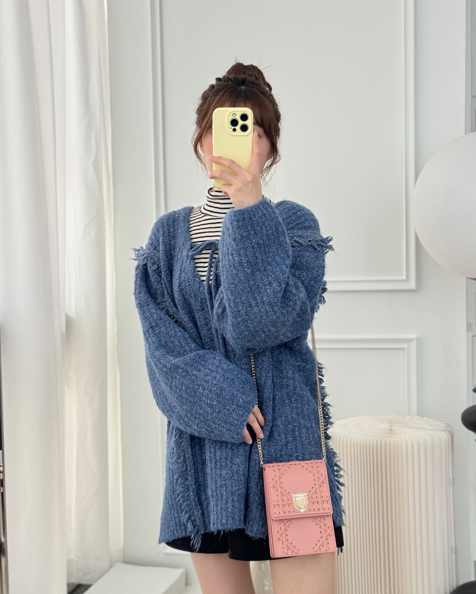 Dior Lambskin Studded Vertical Diorama Dust Candy