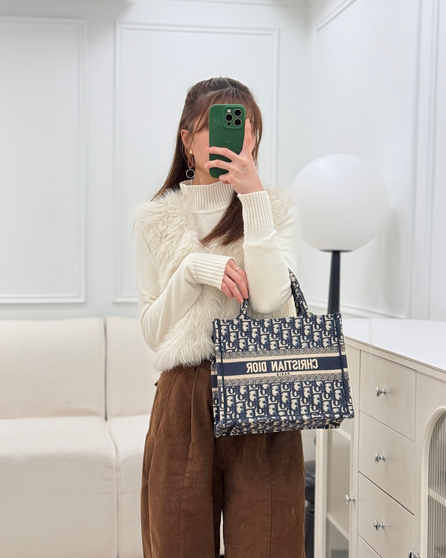 Dior New Small Book Tote Navy Dior Oblique Embroidery Canvas