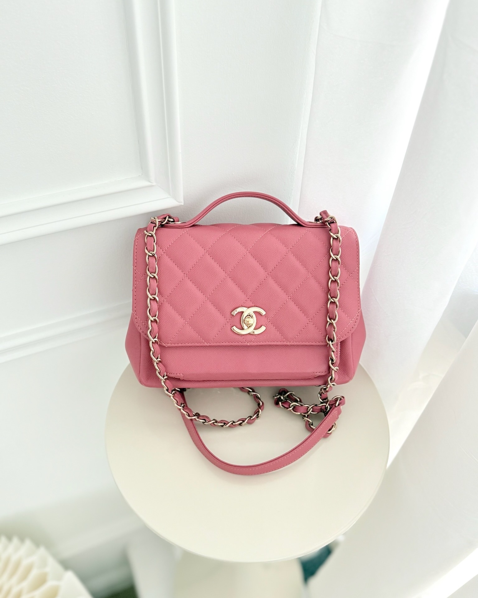 Chanel Quilted Medium Business Affinity Flap Rose Pink Caviar