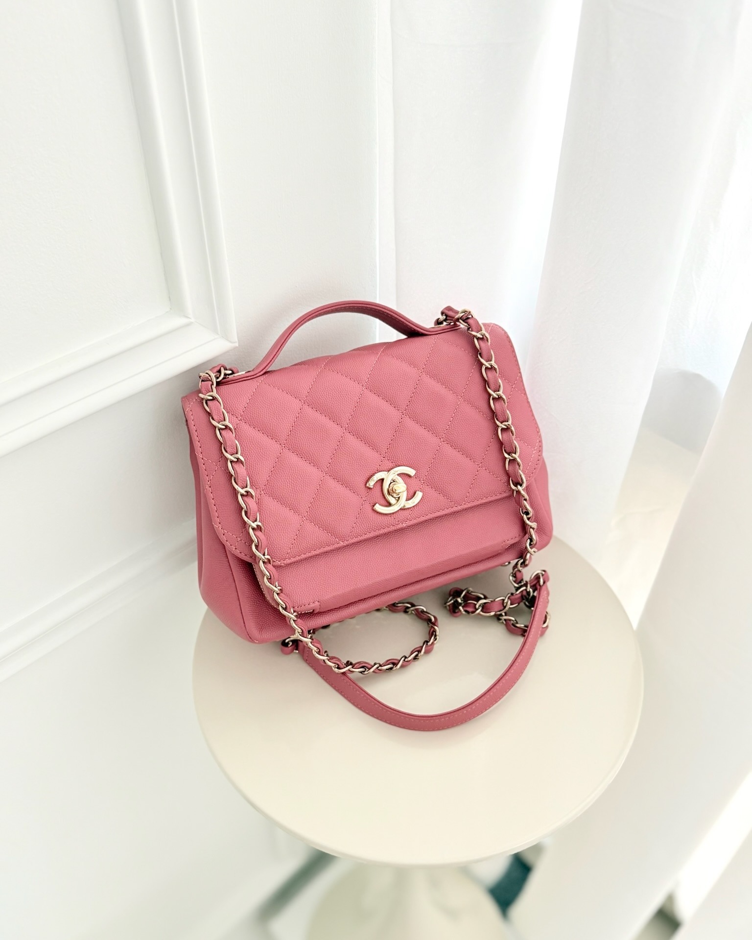 Chanel Quilted Medium Business Affinity Flap Rose Pink Caviar