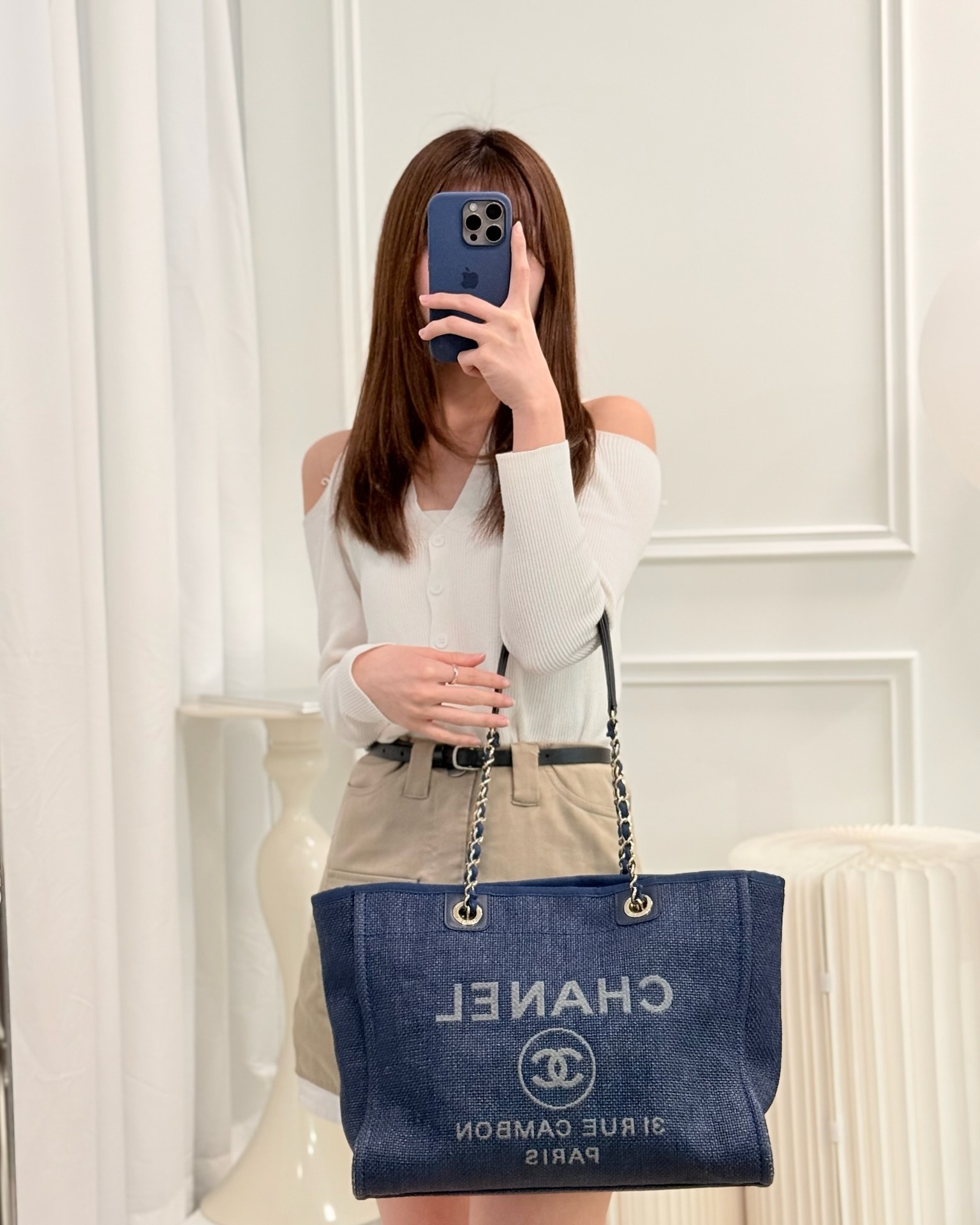 Chanel Medium Deauville Navy Canvas
