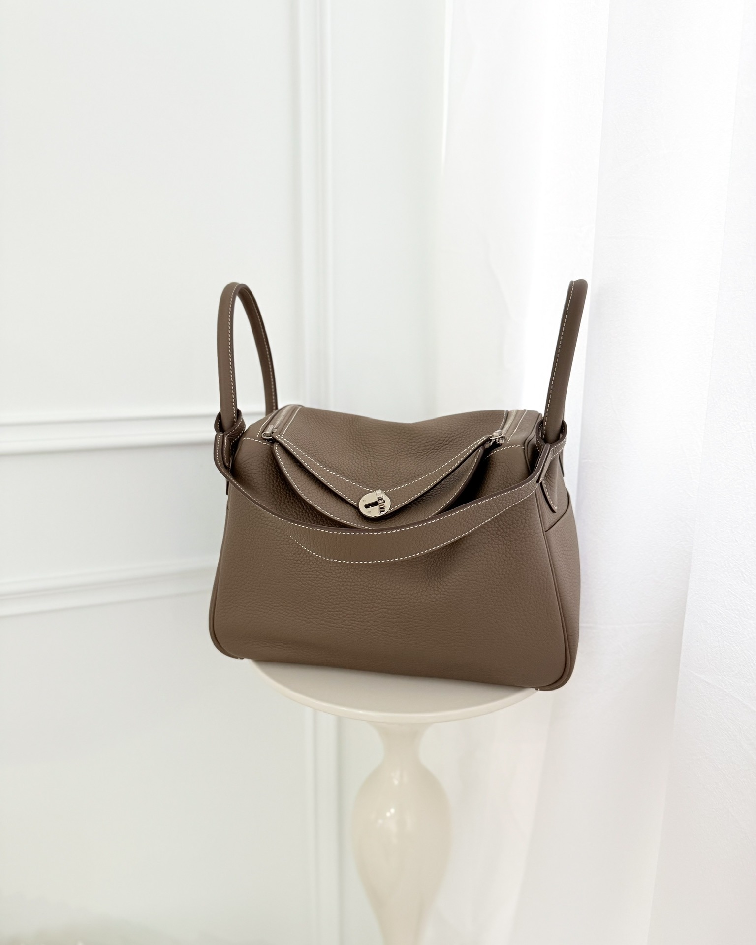 Hermès Lindy 30 Etoupe 18 Clemence Palladium Hardware