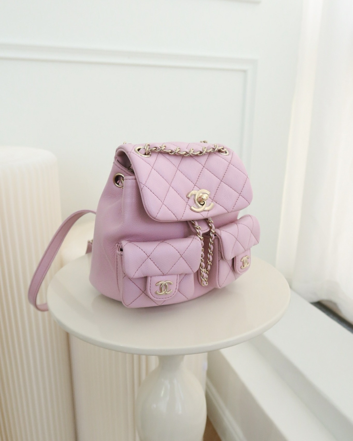 Chanel Mini Duma Backpack Pink Lilac Caviar