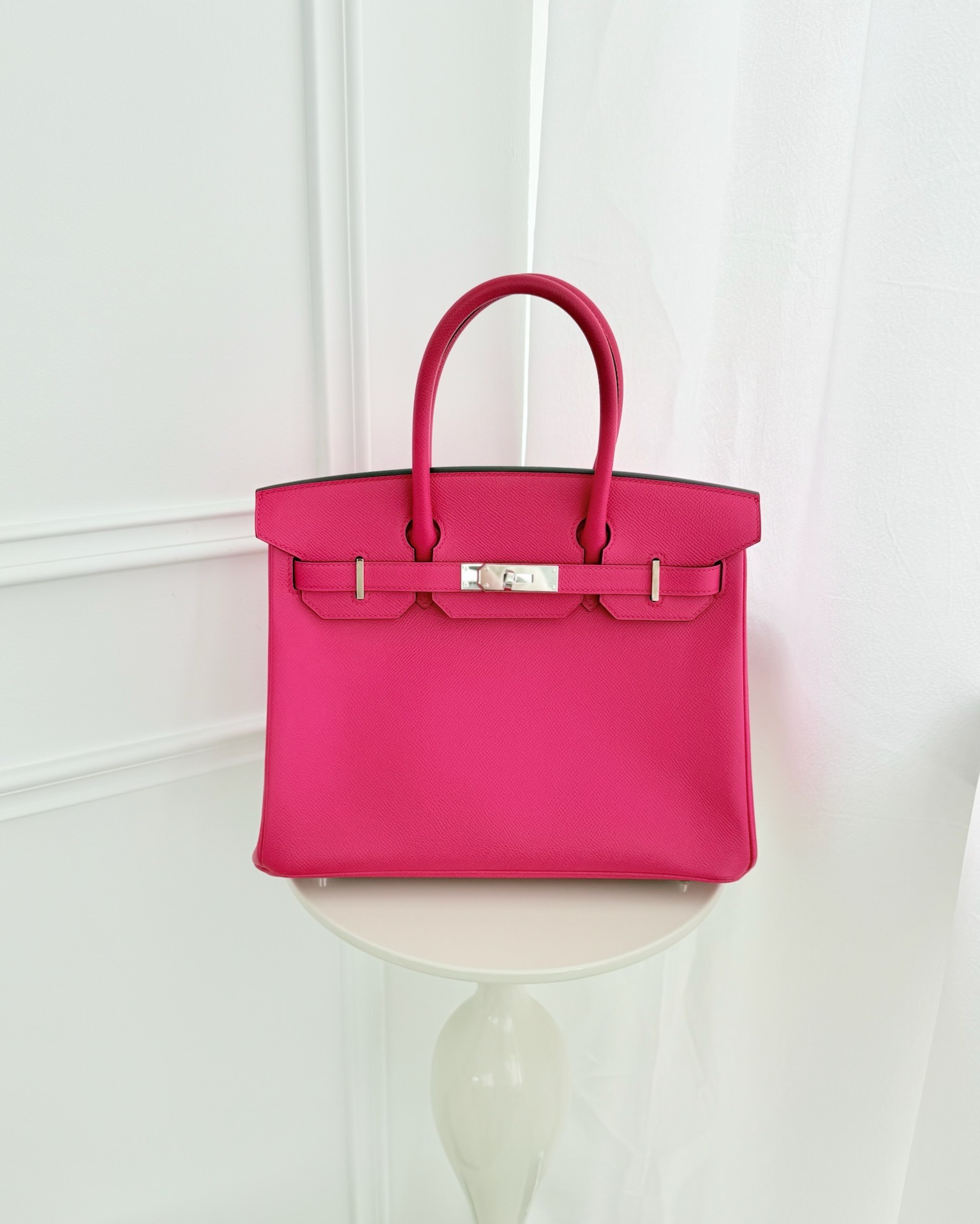 Hermès Birkin 30 Framboise 90 Epsom Palladium Hardware
