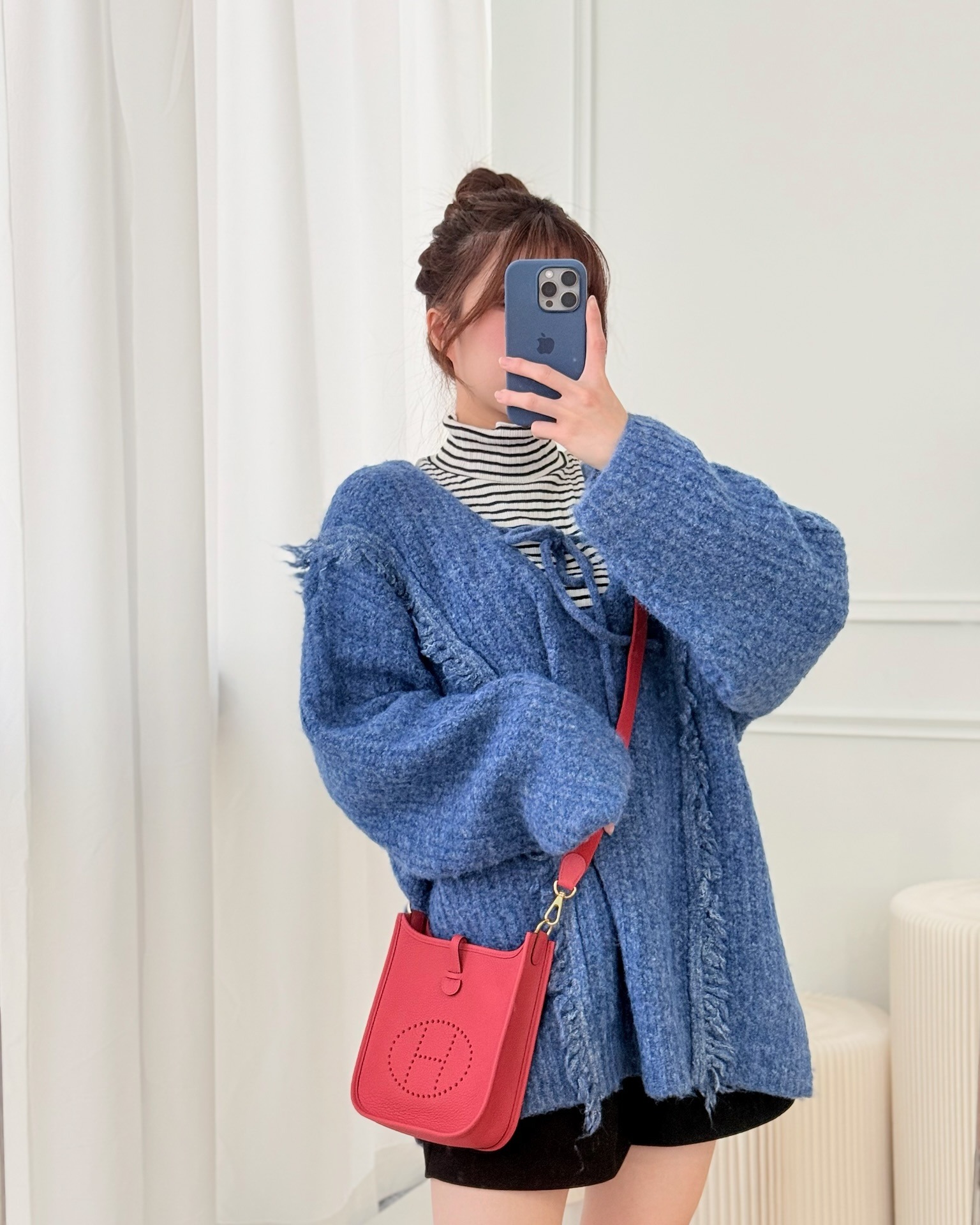 Hermès Mini Evelyne 16 Rose Texas 0E Clemence