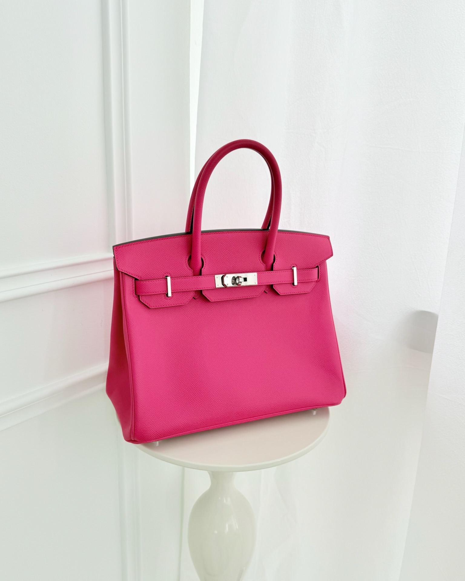 Hermès Birkin 30 Framboise 90 Epsom Palladium Hardware