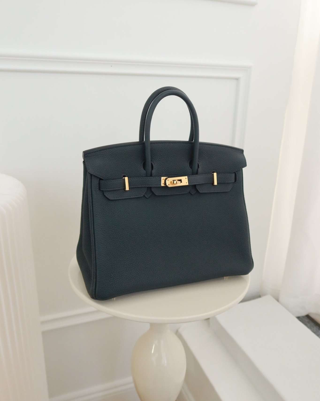 Hermès Birkin 25 Retourne Vert Rousseau V0 Togo