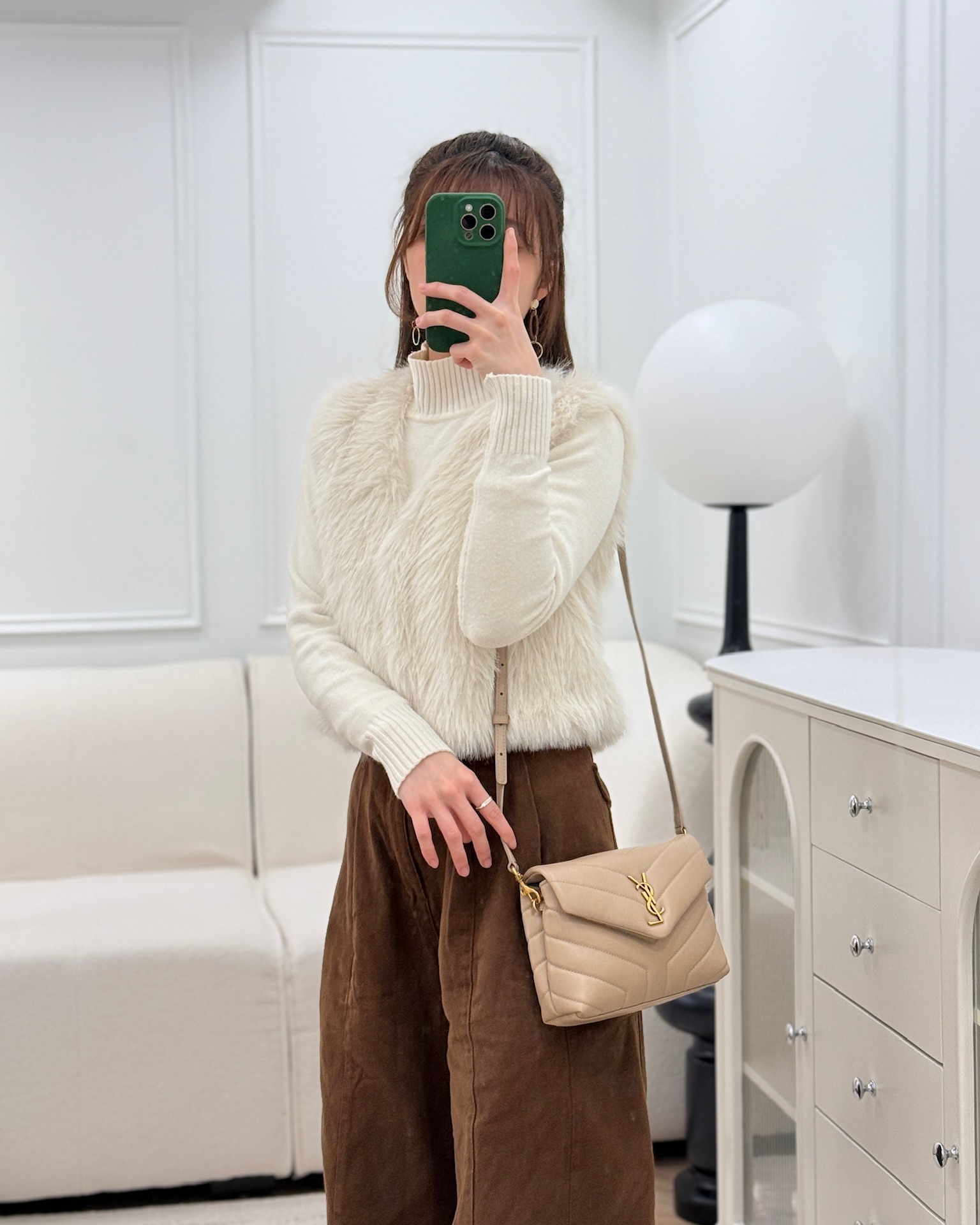 Saint Laurent Loulou Toy Shoulder Bag Beige