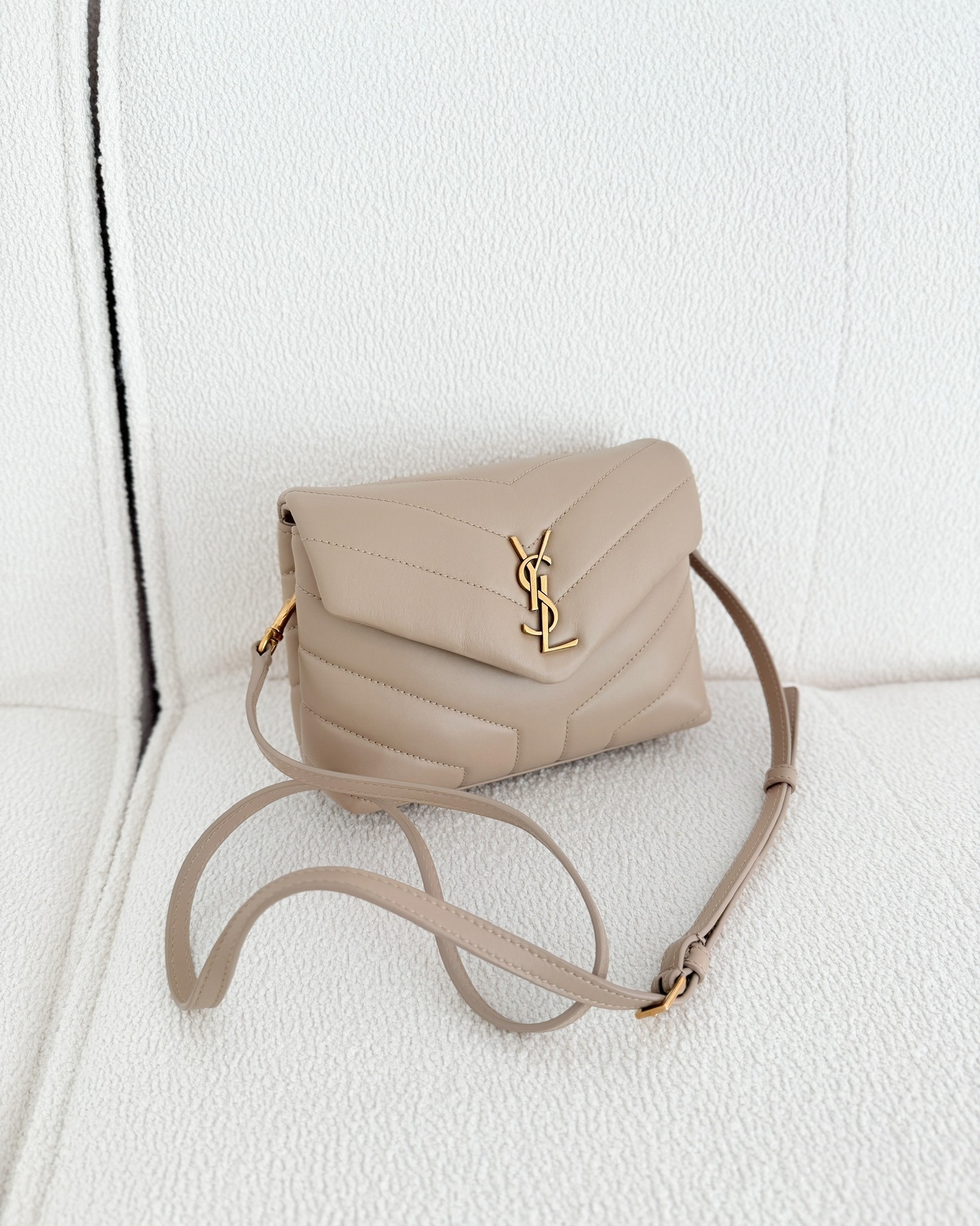 Saint Laurent Loulou Toy Shoulder Bag Beige