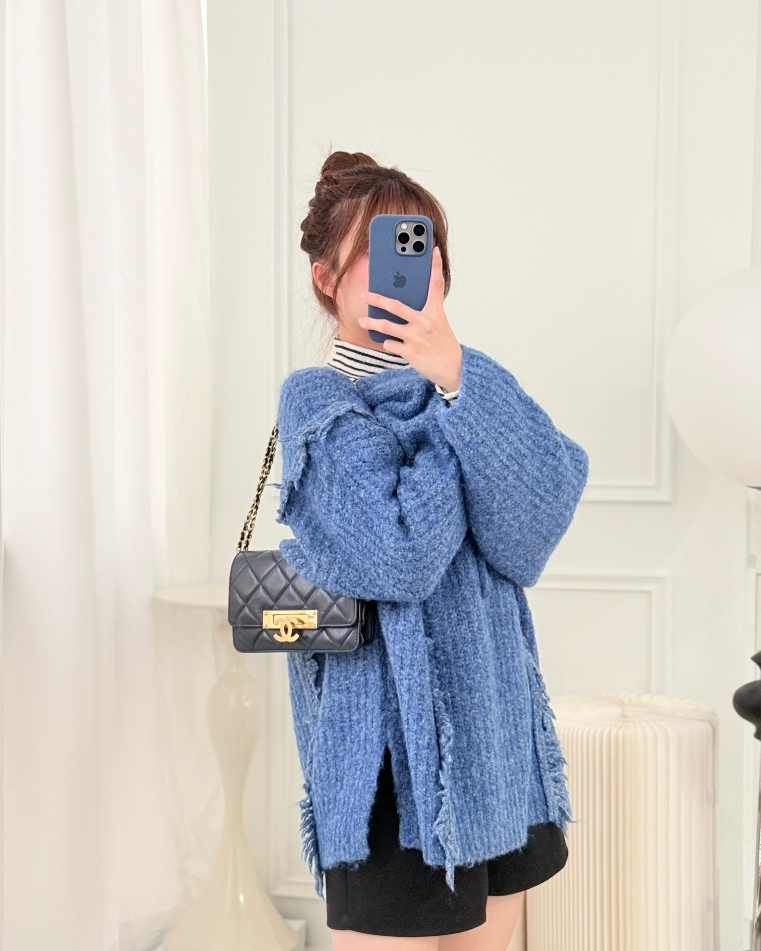 Chanel Golden Class Wallet on Chain WOC Navy Lambskin