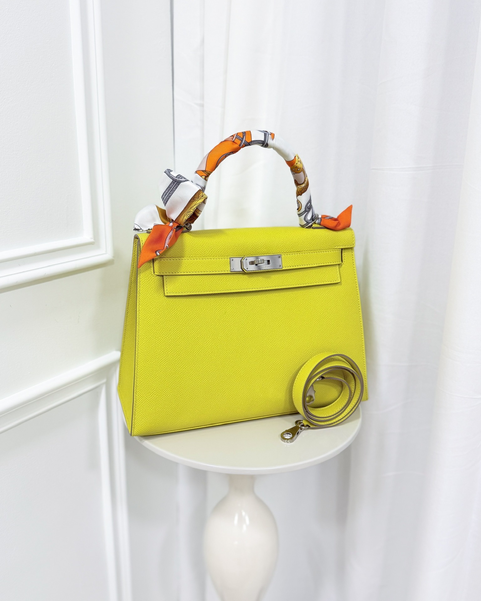 Hermès Kelly 28 Lime 9R Epsom Palladium Hardware