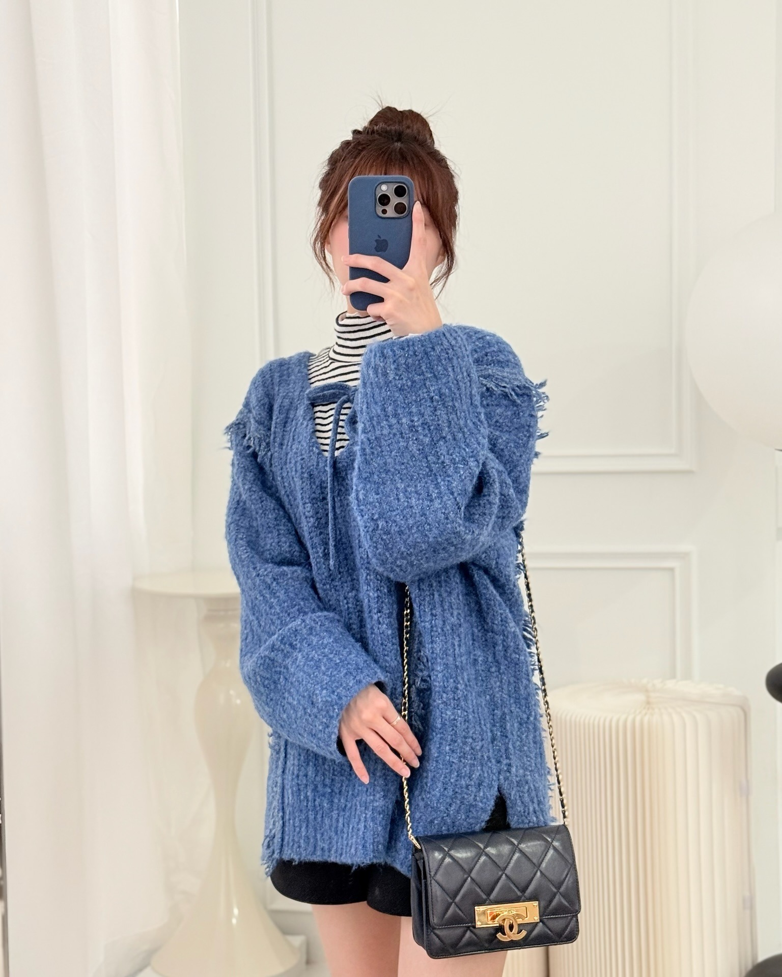 Chanel Golden Class Wallet on Chain WOC Navy Lambskin