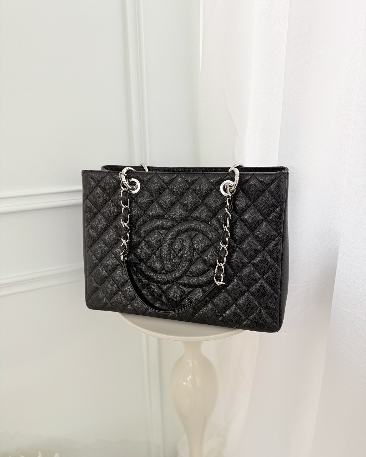Chanel GST Silver Hardware Black Caviar