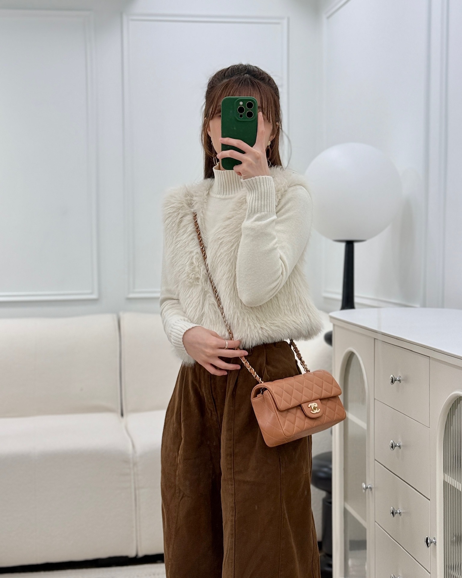 Chanel Mini Rectangular Flap Quilted Caramel Beige Lambskin