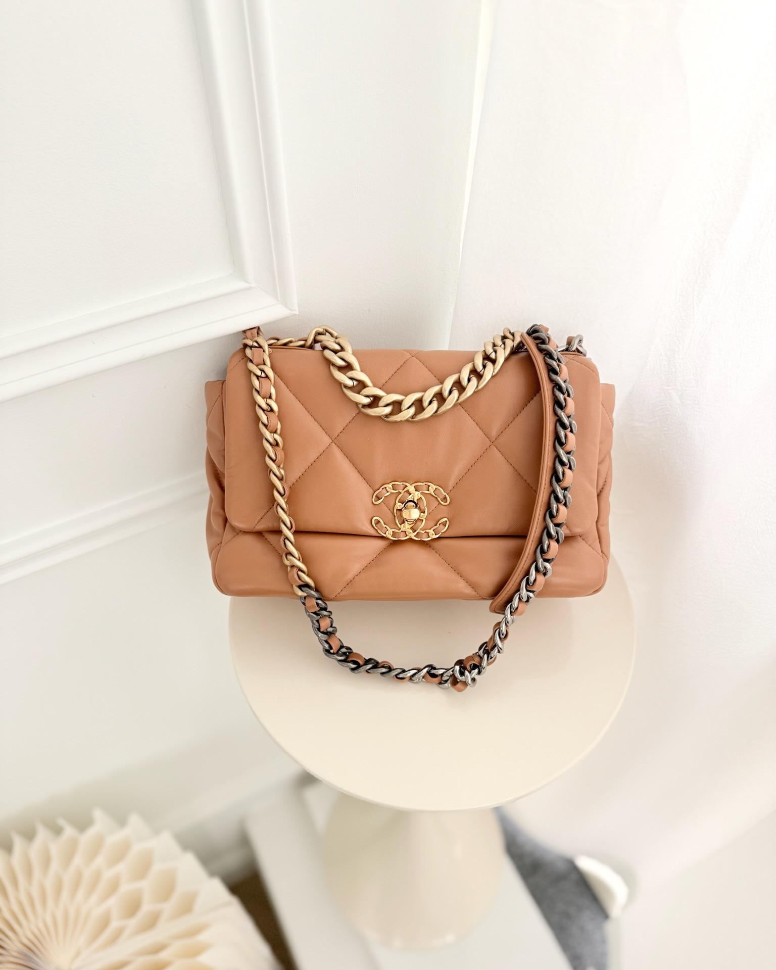 Chanel 19 Small Caramel Dark Beige Brown