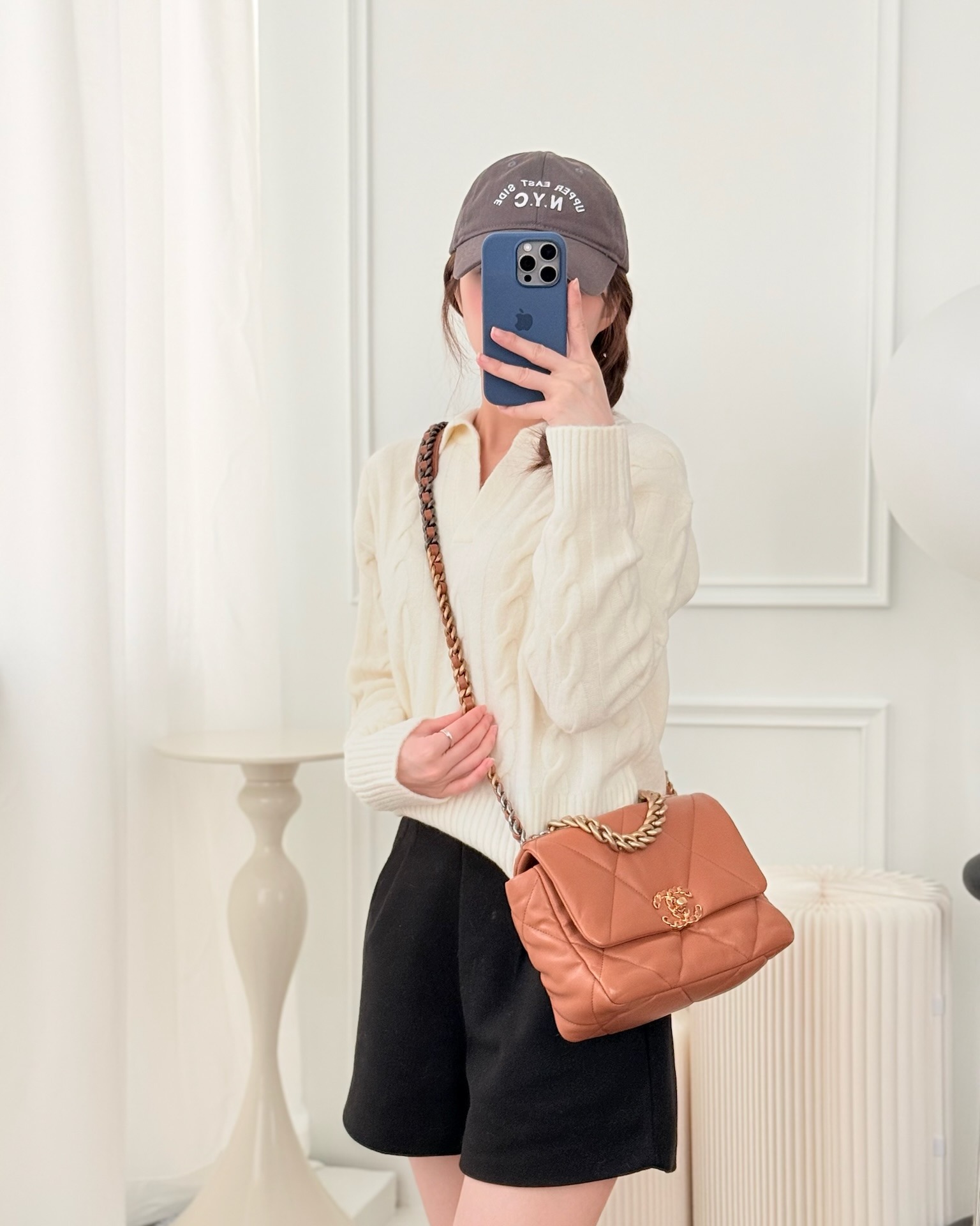 Chanel 19 Small Caramel Dark Beige Brown