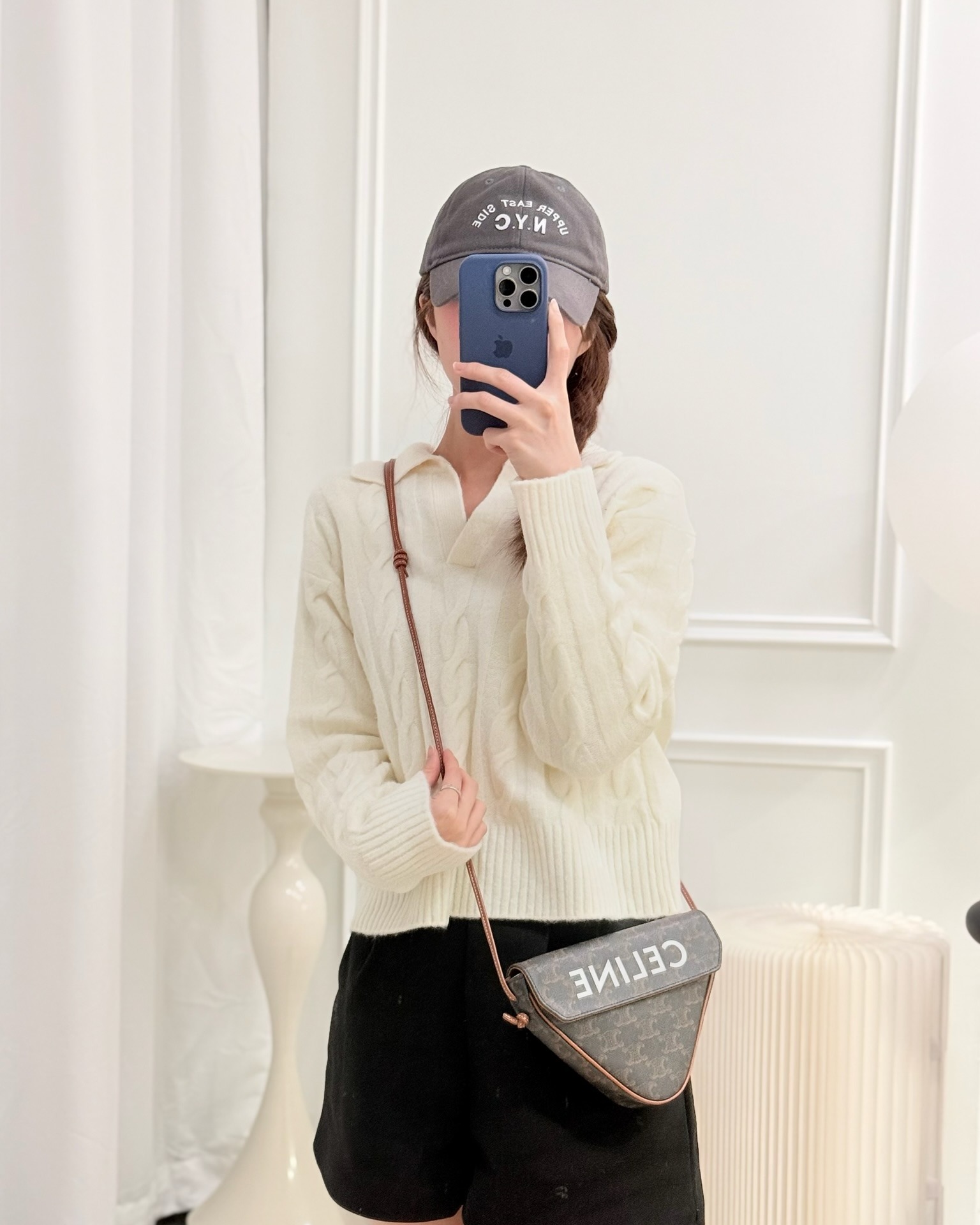 Celine Triangle Crossbody Bag Triomphe Canvas Tan