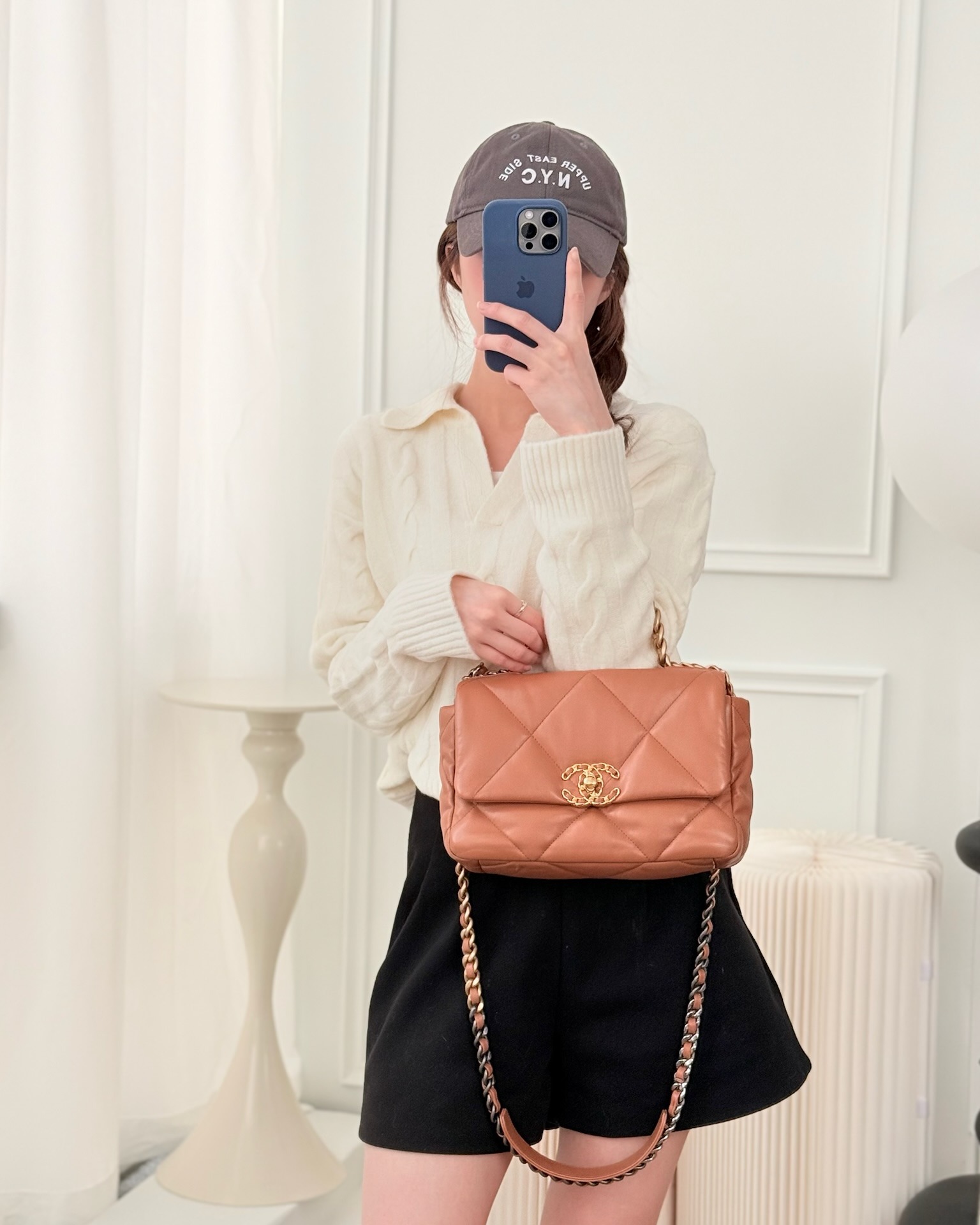 Chanel 19 Small Caramel Dark Beige Brown