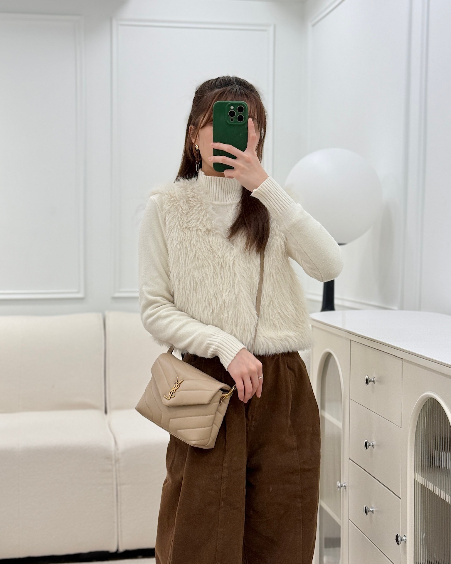 Saint Laurent Loulou Toy Shoulder Bag Beige