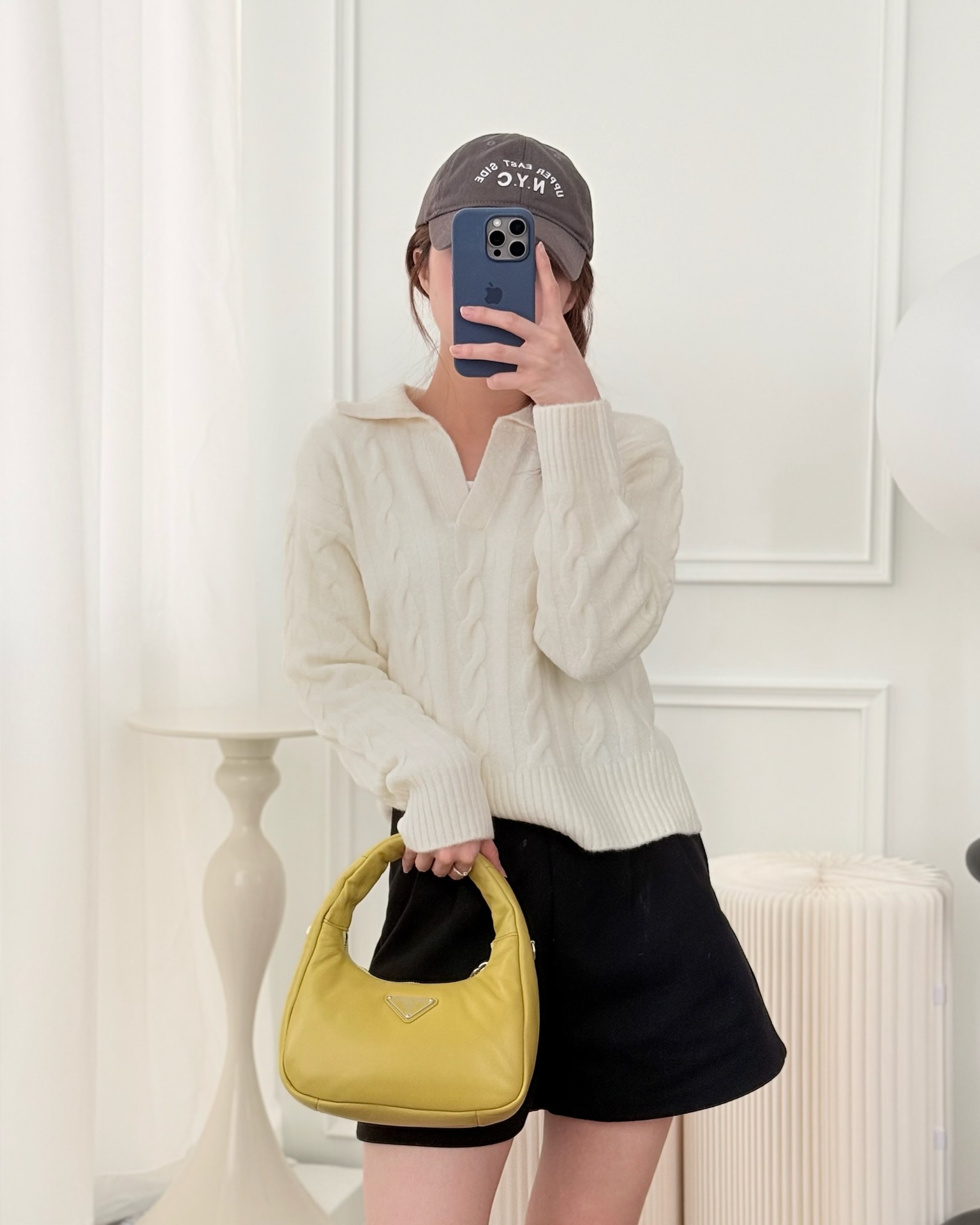 Prada Nappa Soft Padded Hobo Mustard