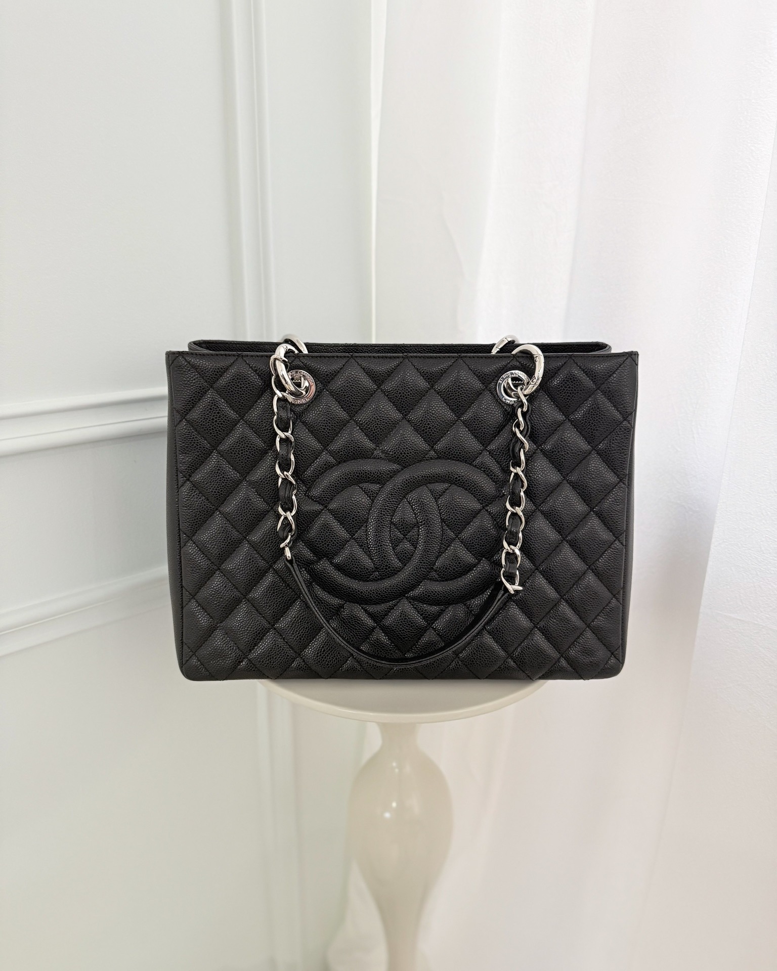 Chanel GST Silver Hardware Black Caviar