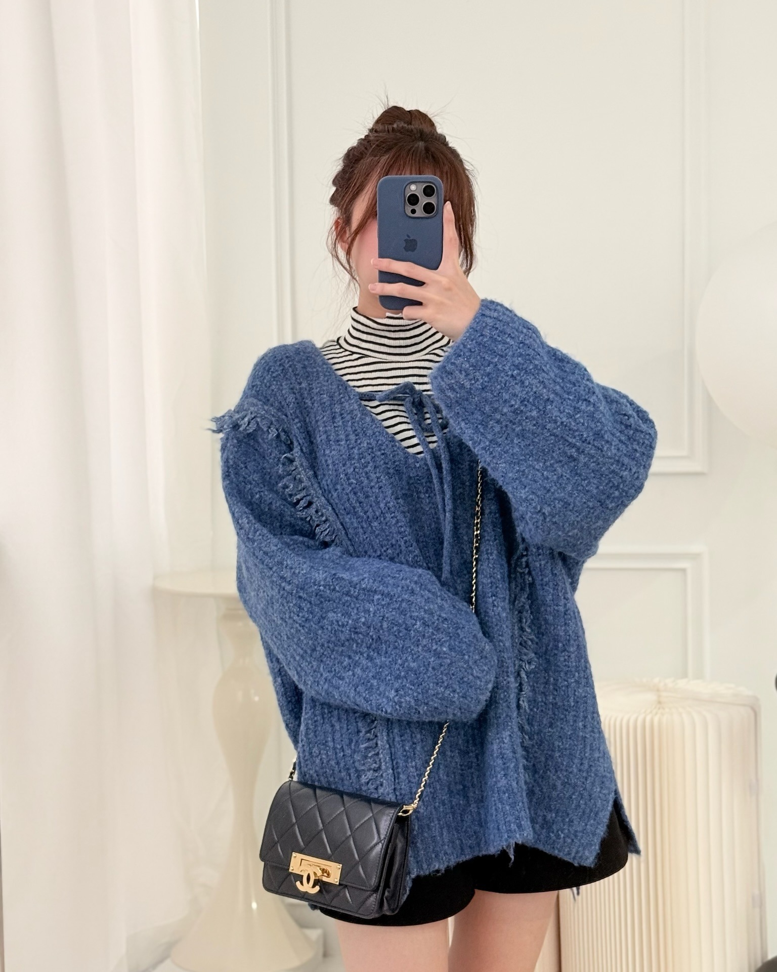 Chanel Golden Class Wallet on Chain WOC Navy Lambskin