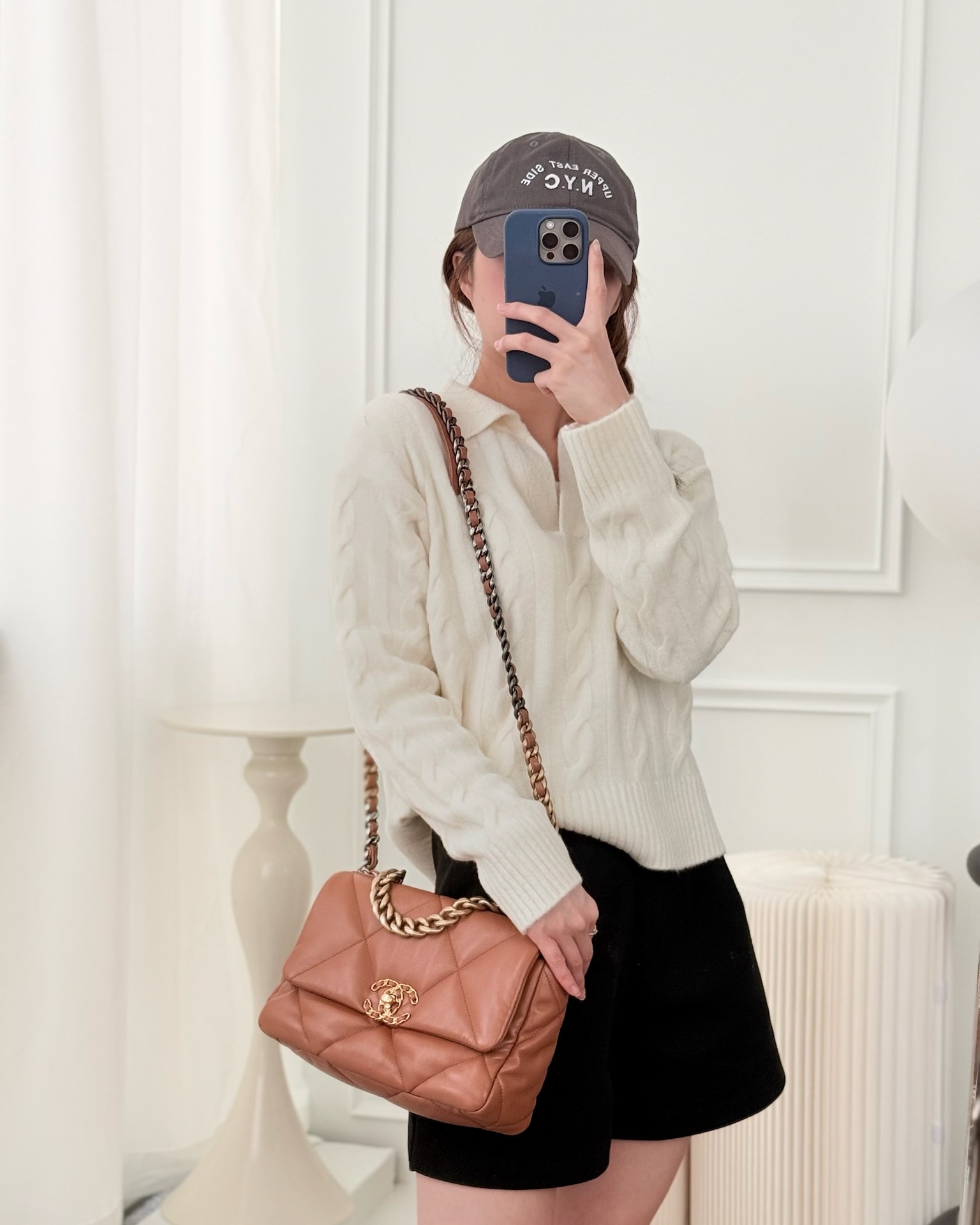 Chanel 19 Small Caramel Dark Beige Brown