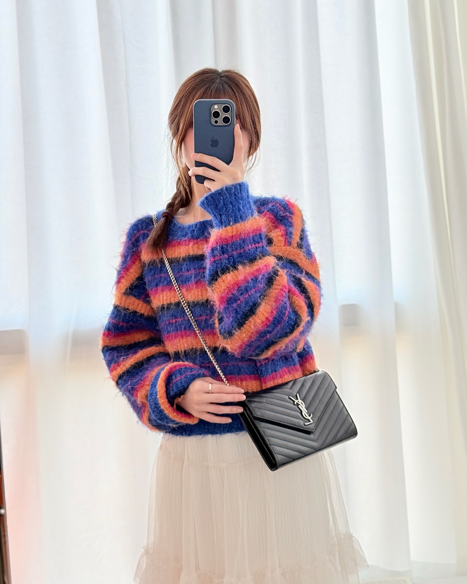 Saint Laurent Wallet on Chain WOC Black Grained Leather