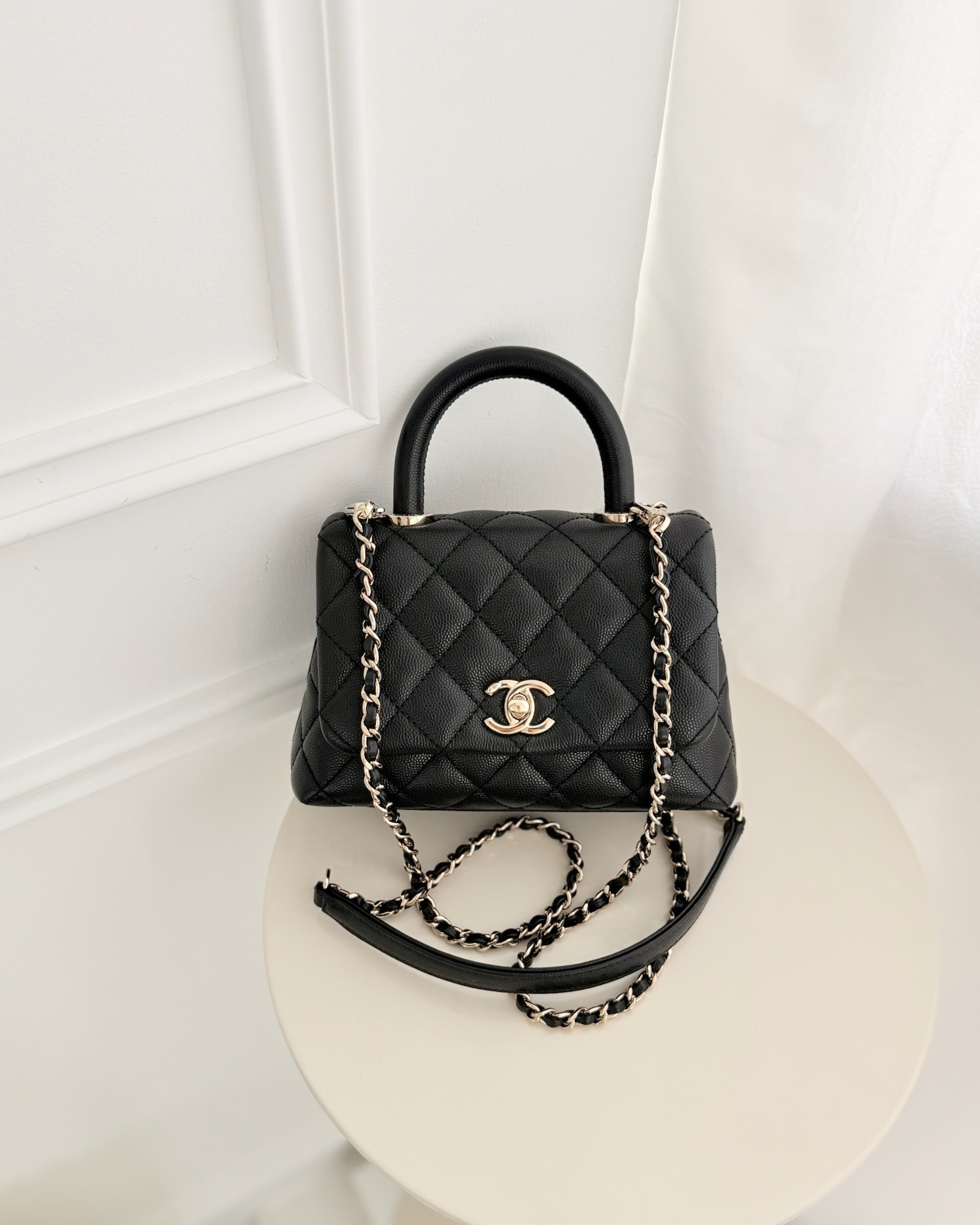 Chanel Mini Coco Handle Quilted Black Caviar