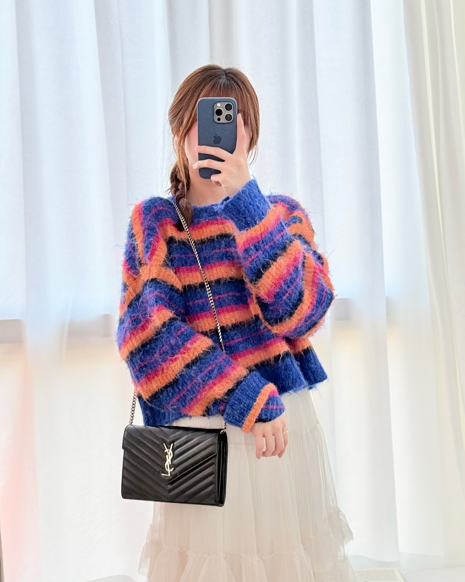 Saint Laurent Wallet on Chain WOC Black Grained Leather