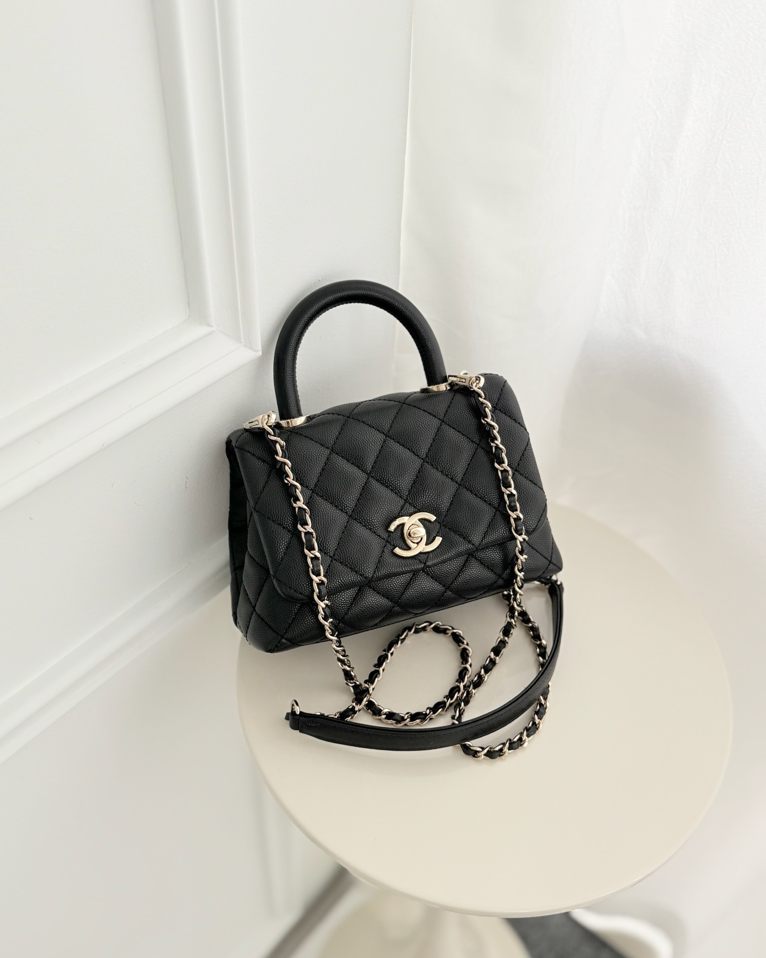 Chanel Mini Coco Handle Quilted Black Caviar