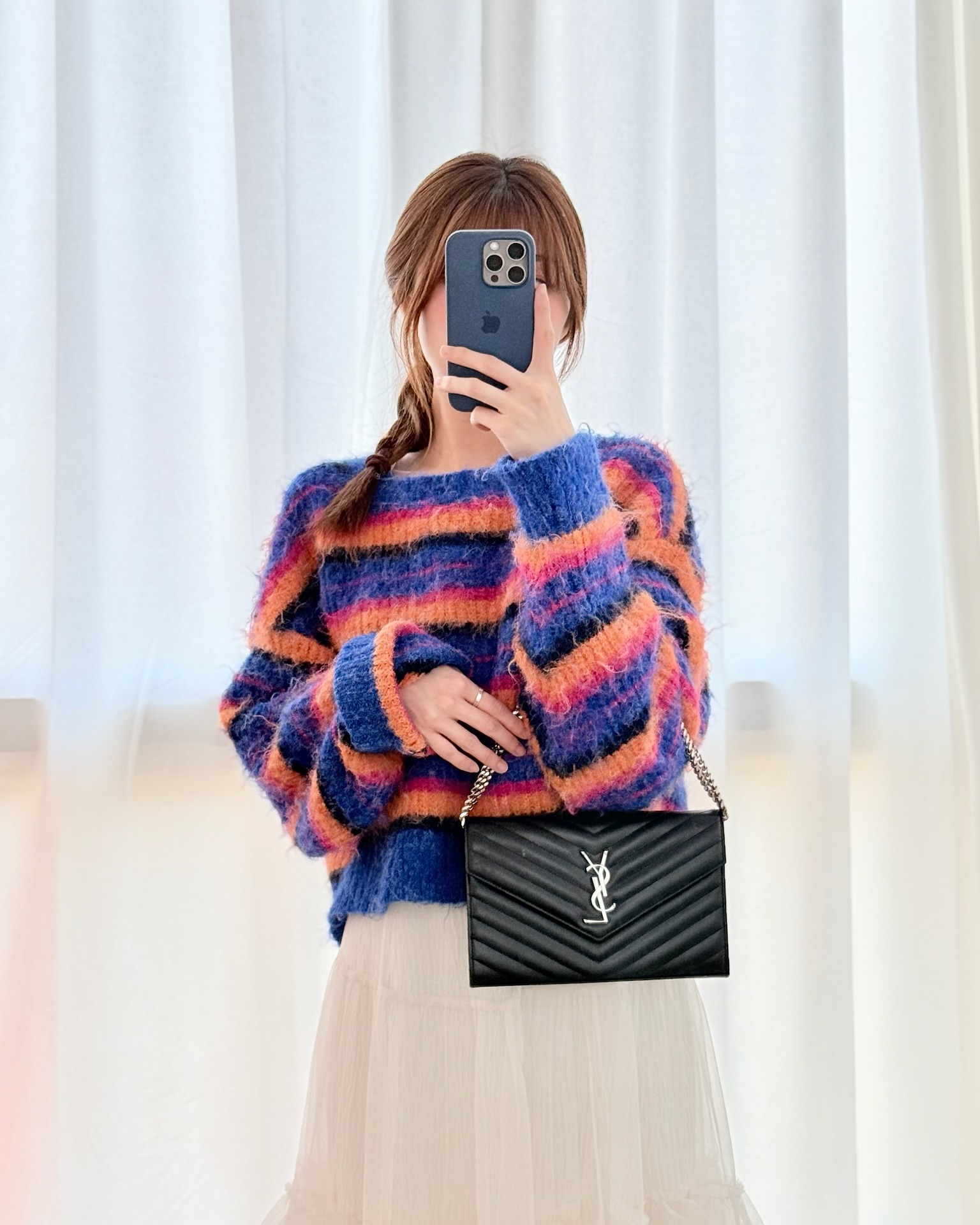 Saint Laurent Wallet on Chain WOC Black Grained Leather