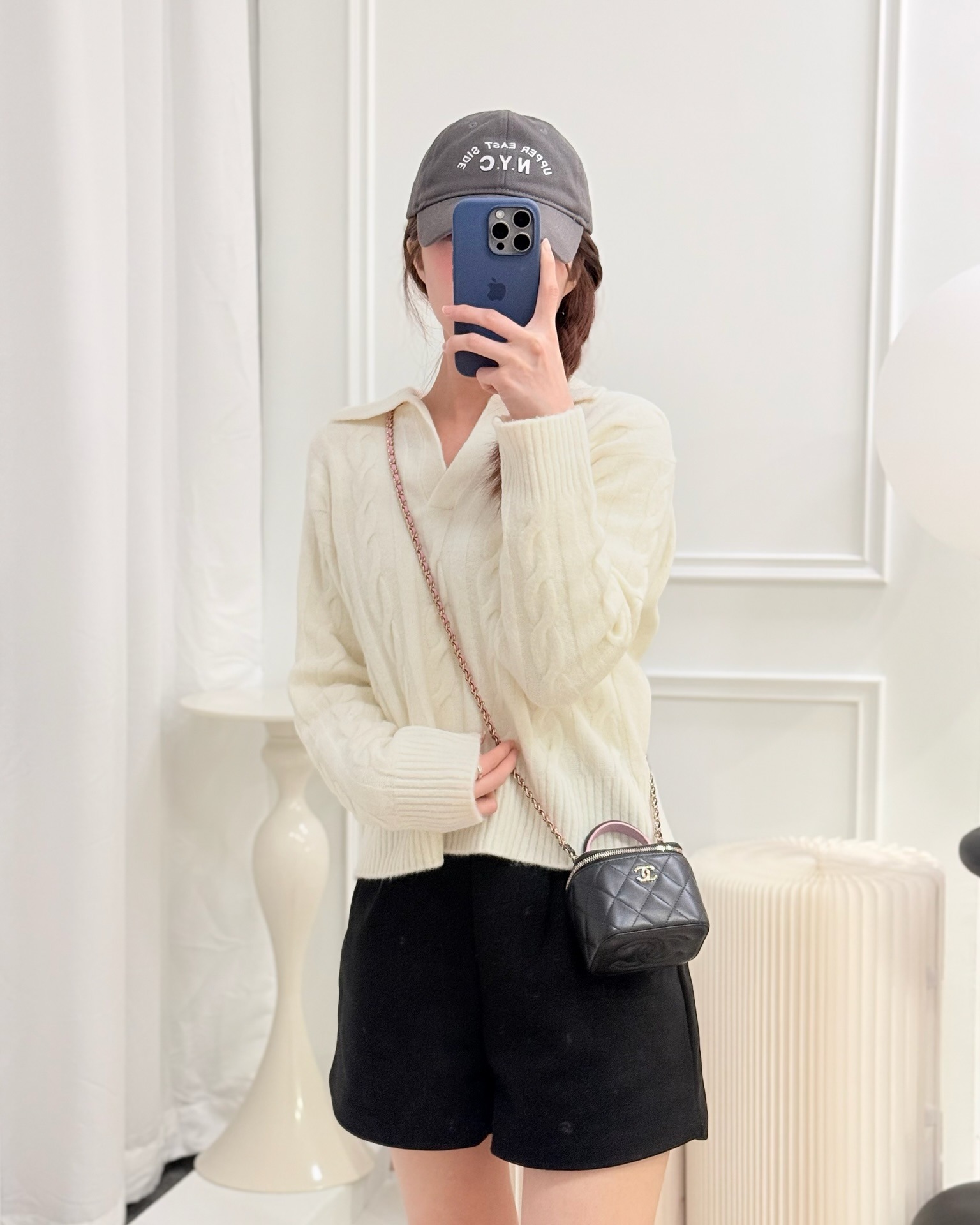 Chanel Mini Top Handle Vanity With Chain Black/ Pink Lambskin