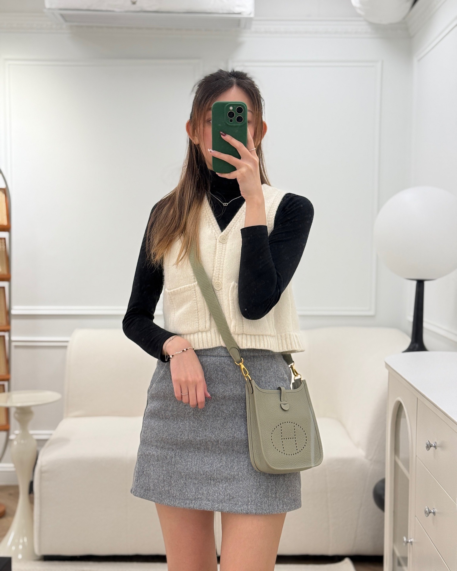 Hermès Mini Evelyne 16 Sauge Q1 Clemence