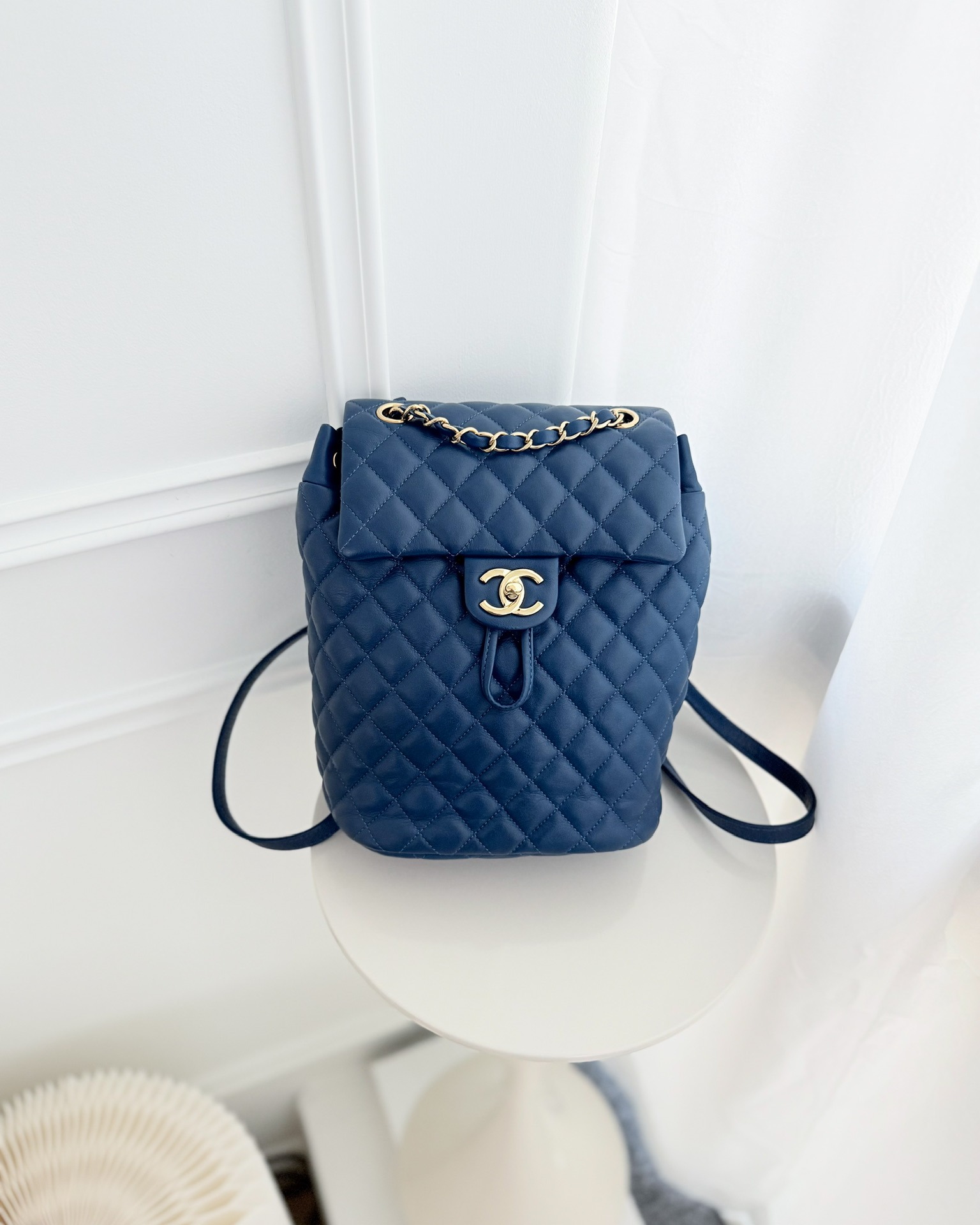 Chanel Quilted Small Urban Spirit Backpack Calfskin Navy