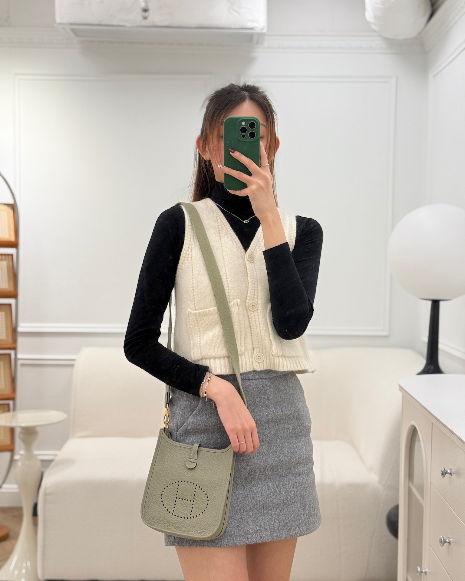 Hermès Mini Evelyne 16 Sauge Q1 Clemence