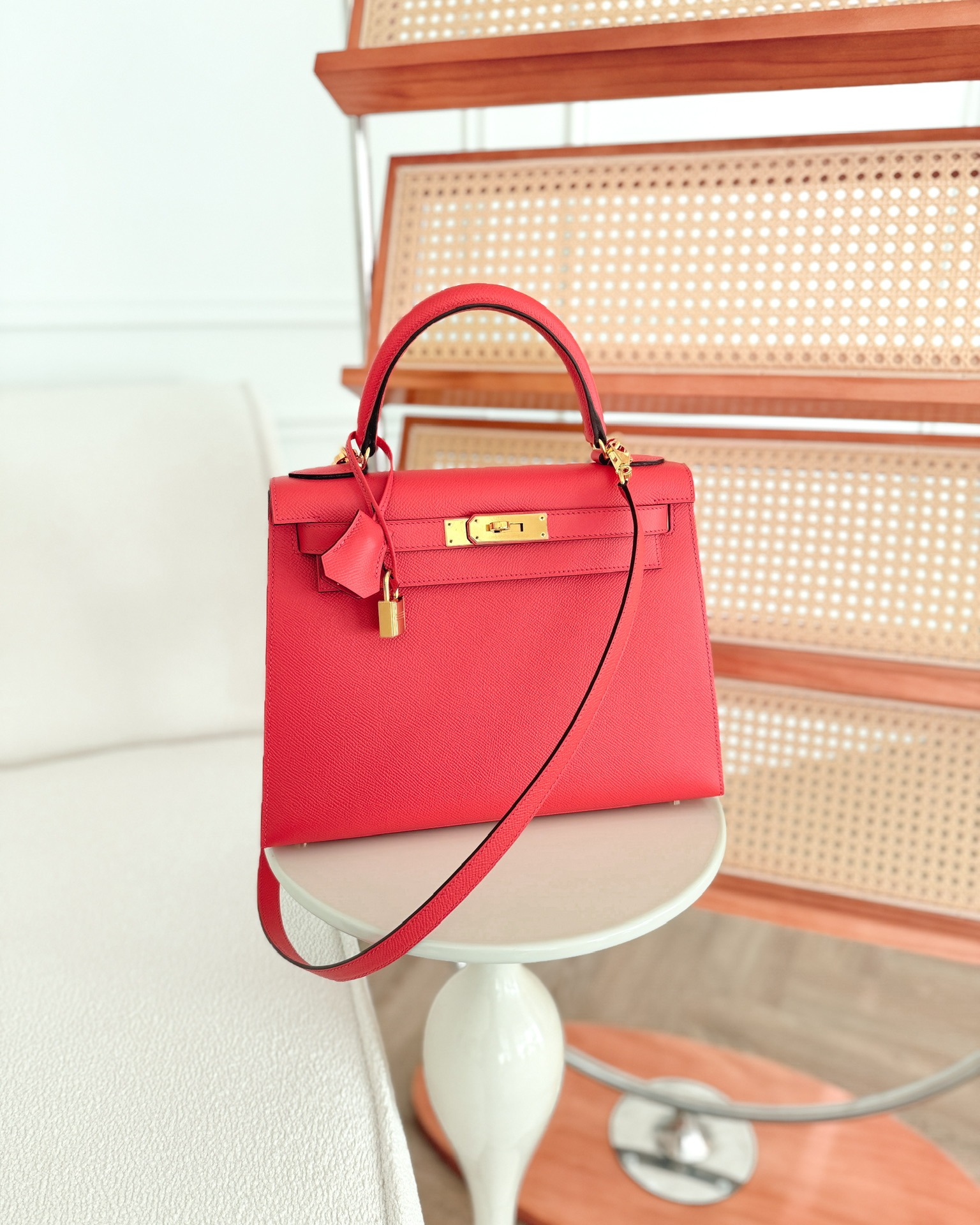 Hermès Sellier Kelly 28 Rose Jaipur Epsom