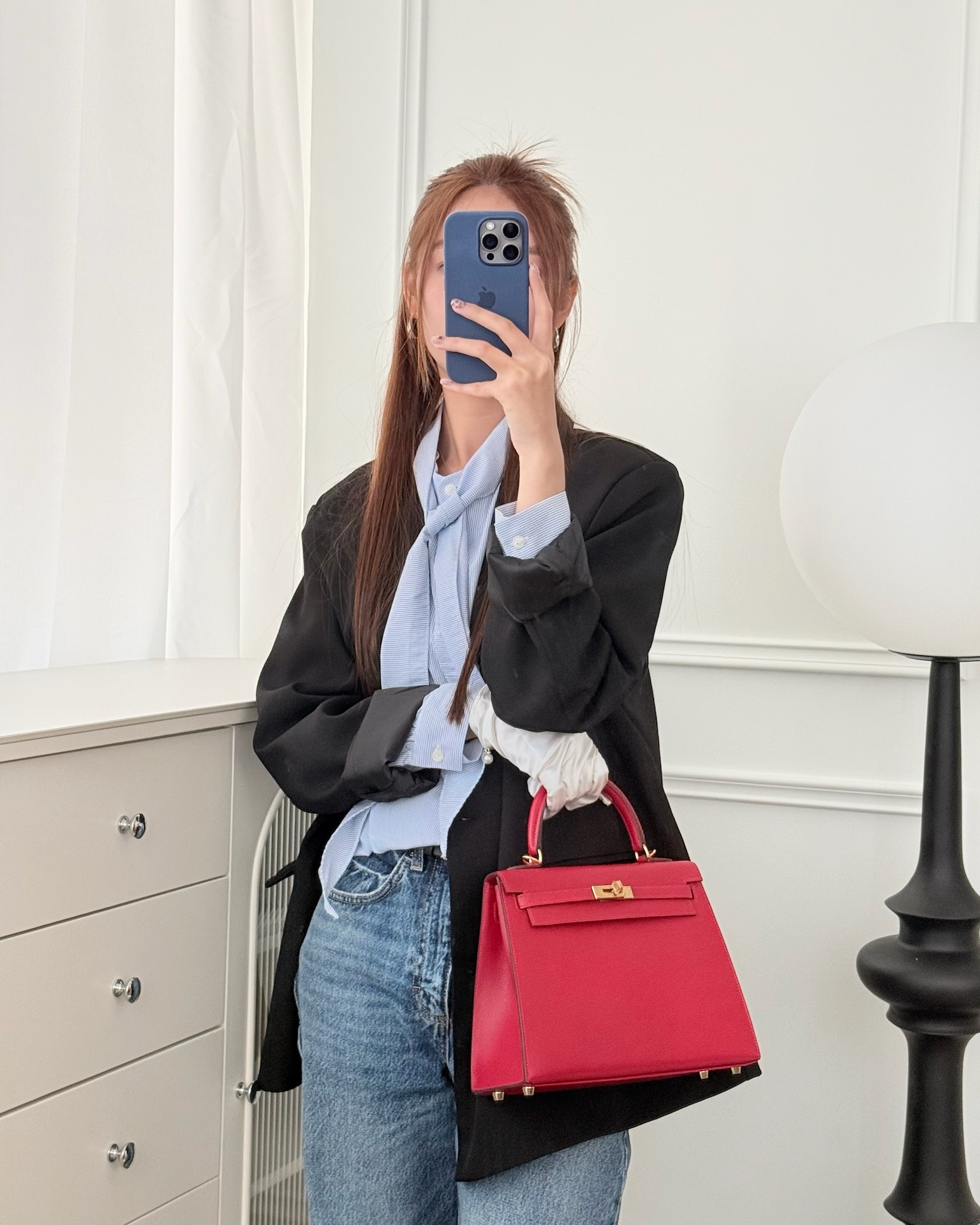 Hermès Sellier Kelly 25 Rouge Casaque Q5 Epsom