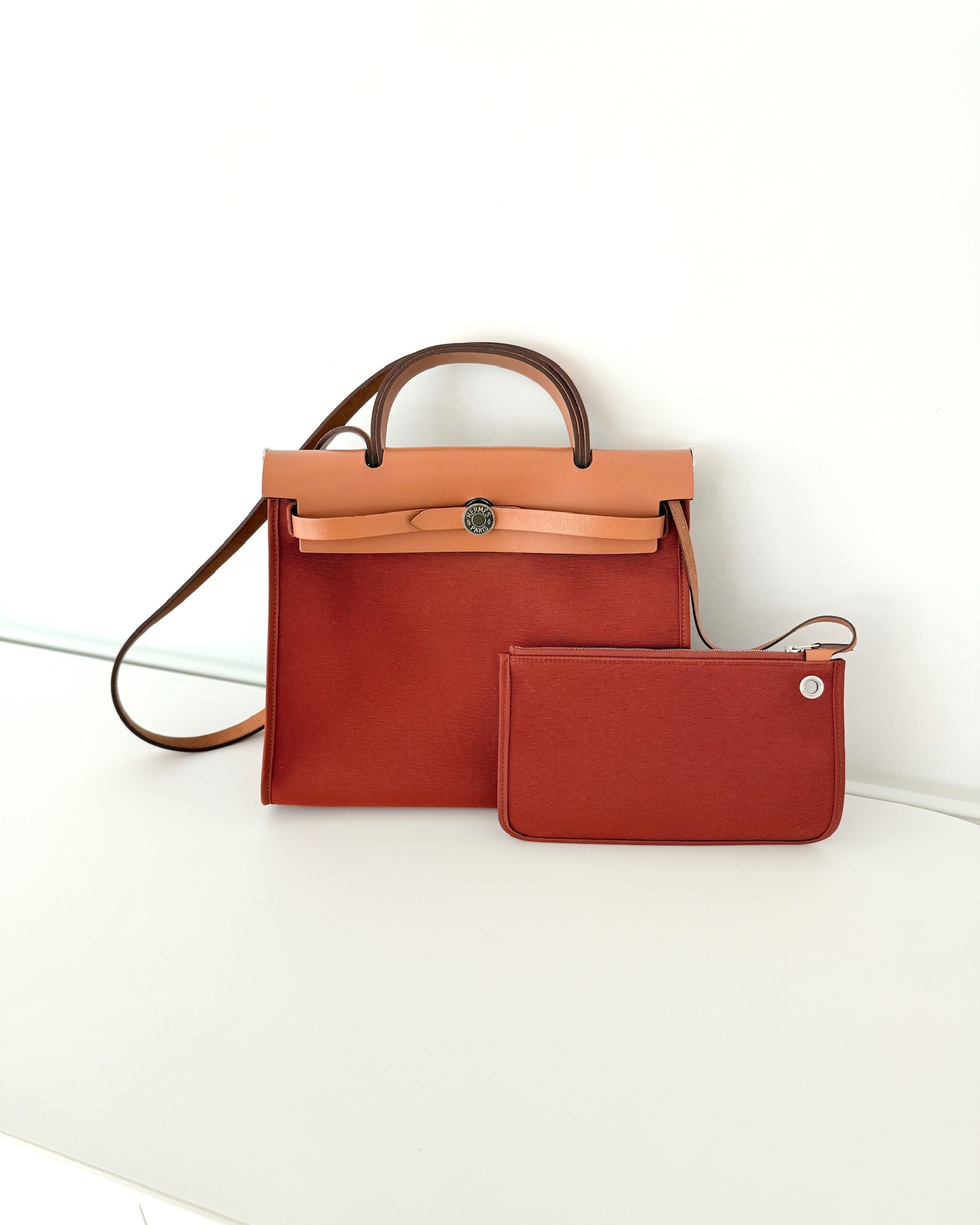 Hermès Herbag Zip 31 Cuivre Canvas Palladium Hardware