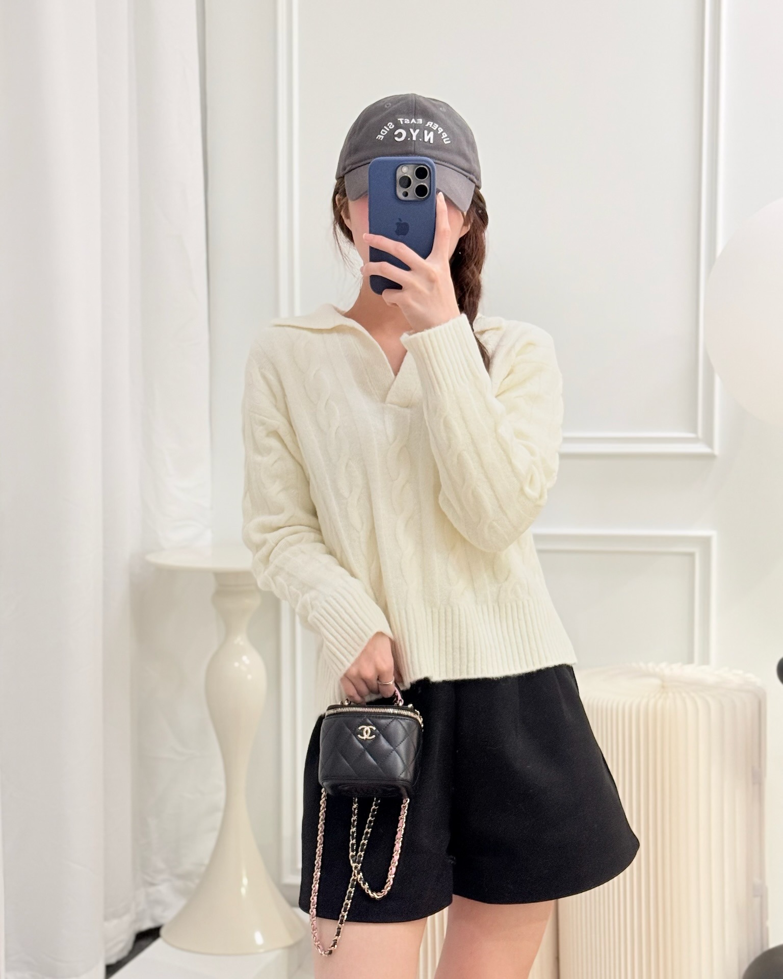 Chanel Mini Top Handle Vanity With Chain Black/ Pink Lambskin