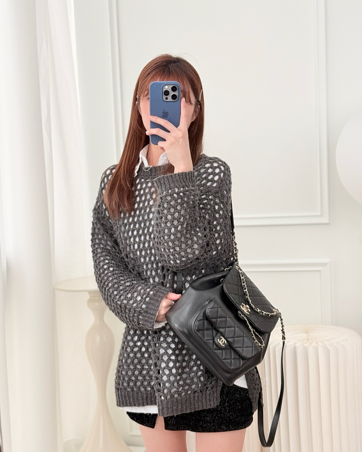 Chanel Quilted Large Duma Drawstring Backpack Black Calfskin