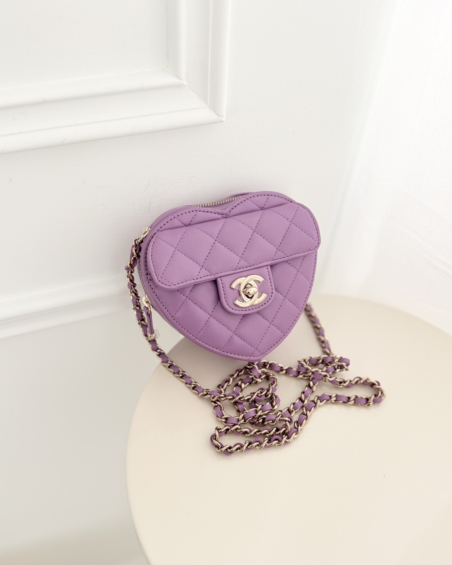 Chanel Small Heart Bag Purple Lambskin 22S