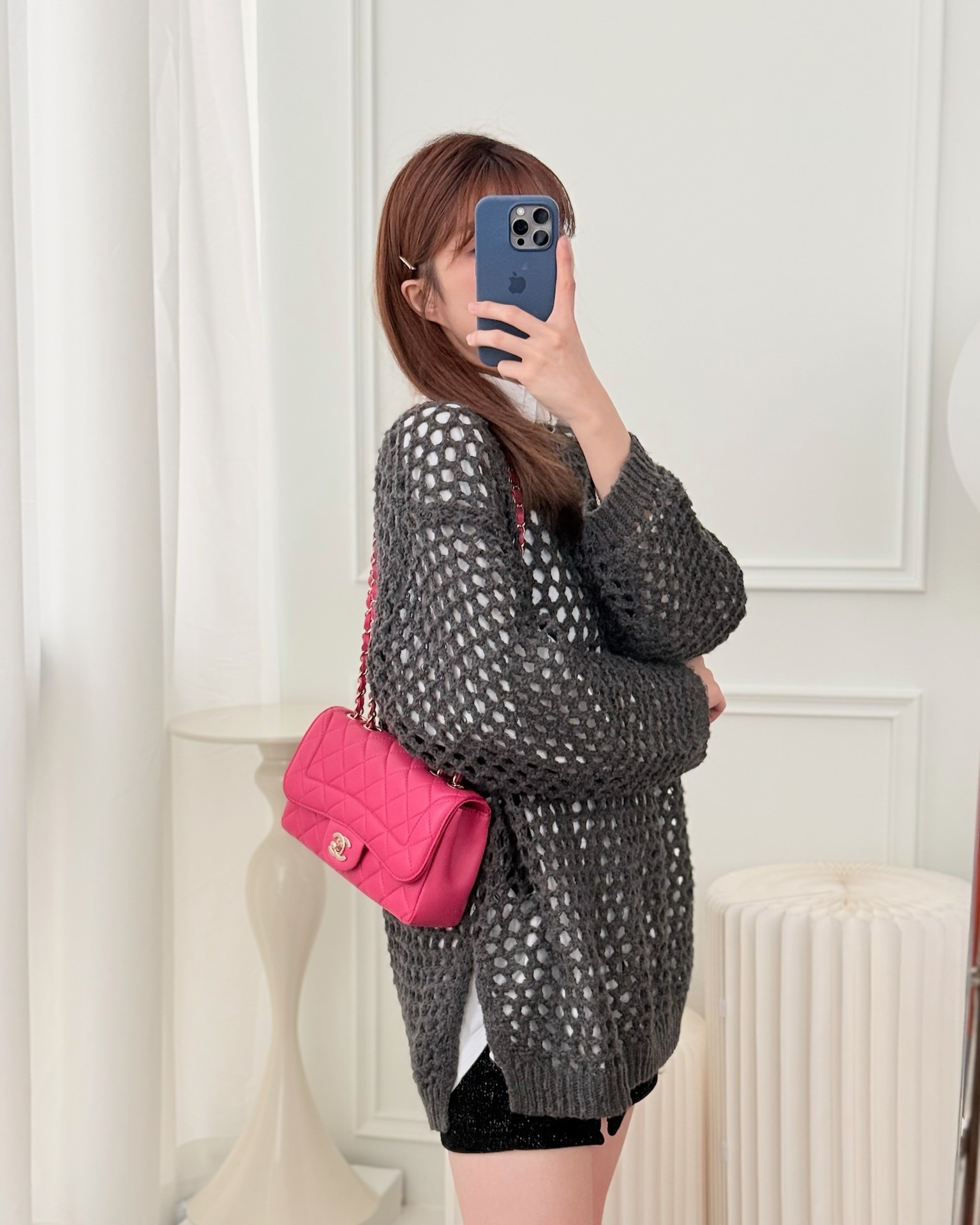 Chanel Quilted Mini Mademoiselle Chic Flap Dark Pink Lambskin Aged