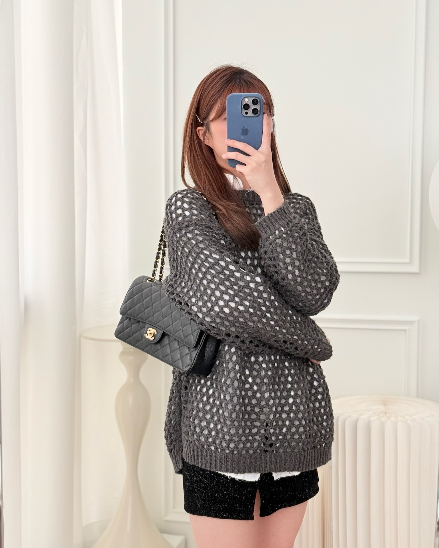 Chanel Classic M/L Medium Flap Quilted Black Caviar