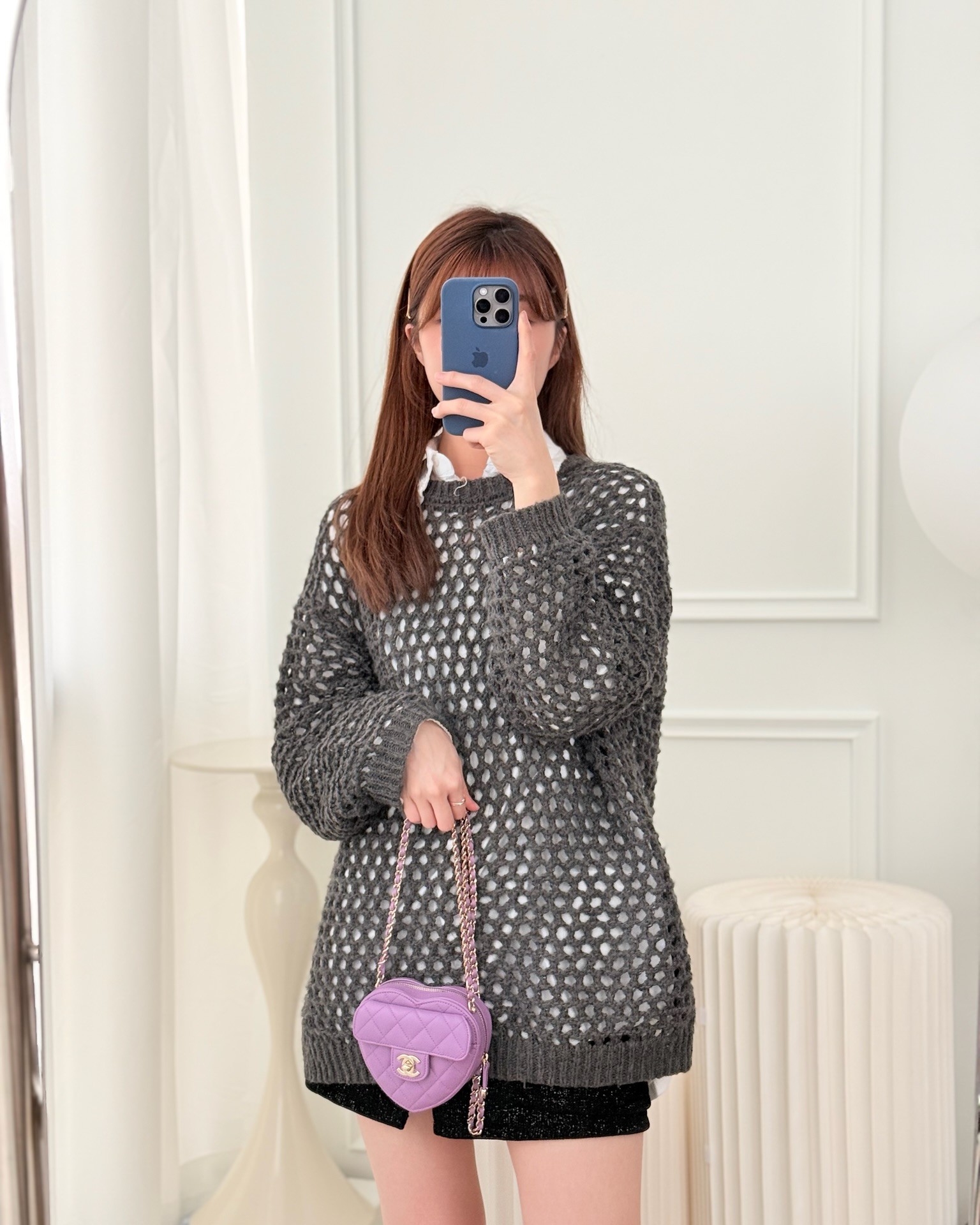 Chanel Small Heart Bag Purple Lambskin 22S