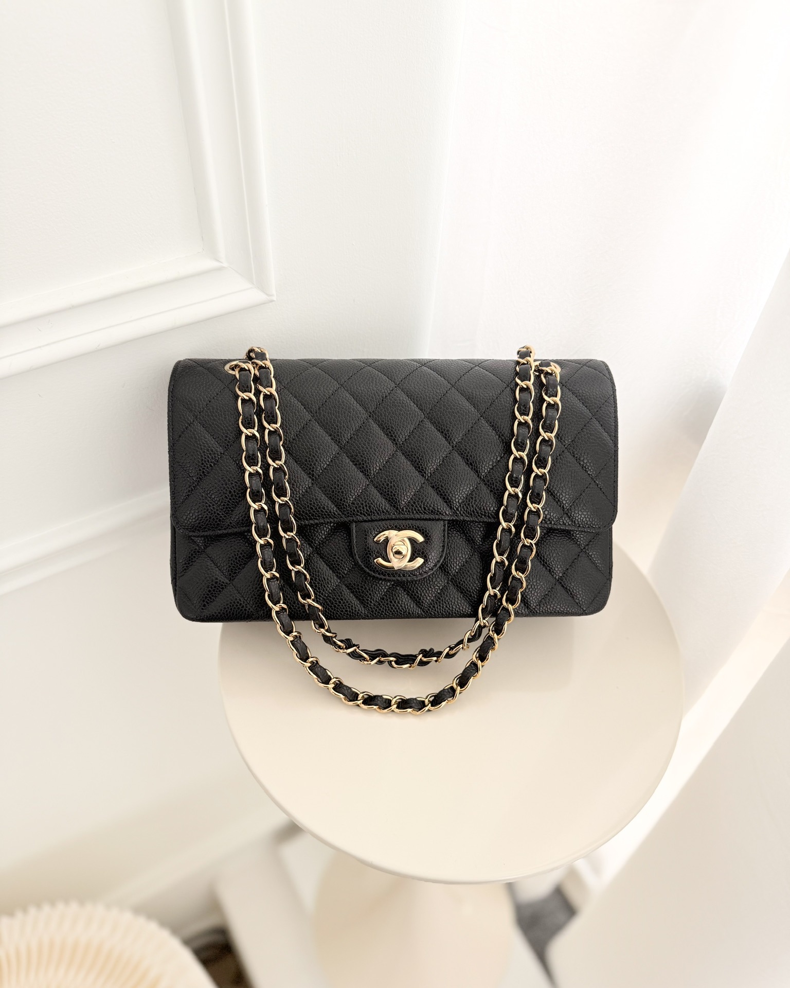 Chanel Classic M/L Medium Flap Quilted Black Caviar