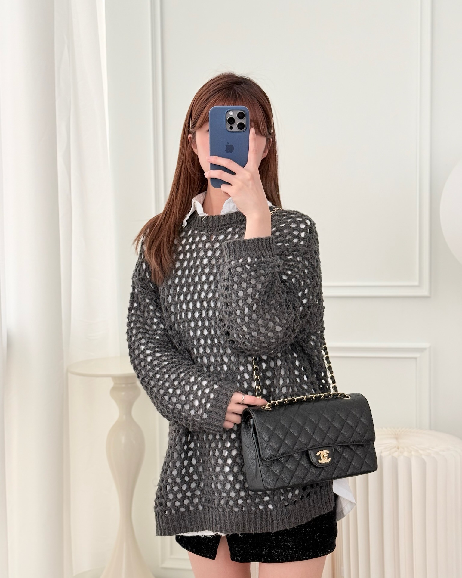 Chanel Classic M/L Medium Flap Quilted Black Caviar