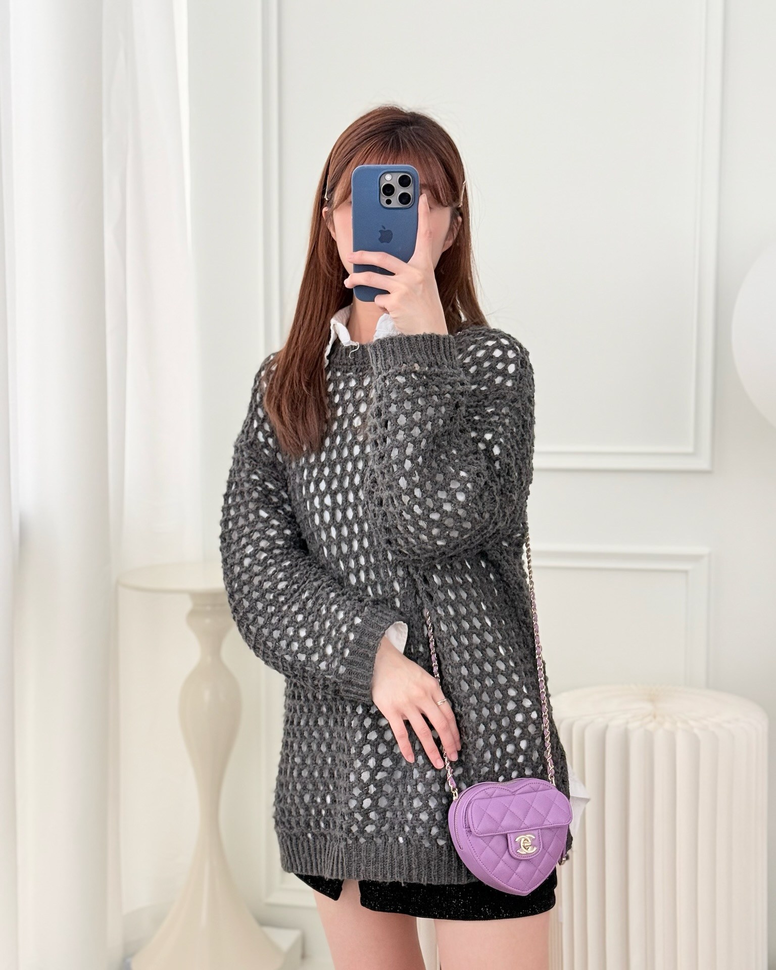 Chanel Small Heart Bag Purple Lambskin 22S