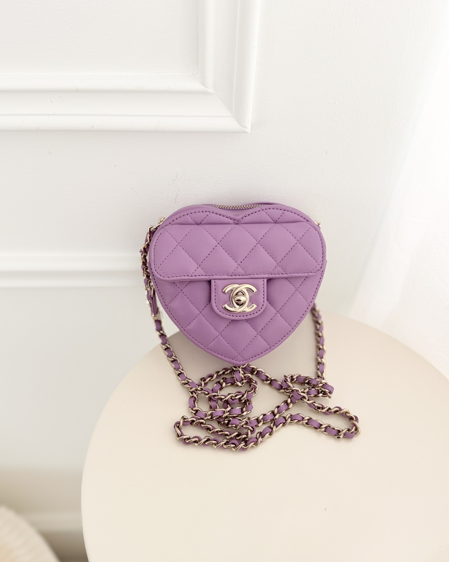 Chanel Small Heart Bag Purple Lambskin 22S
