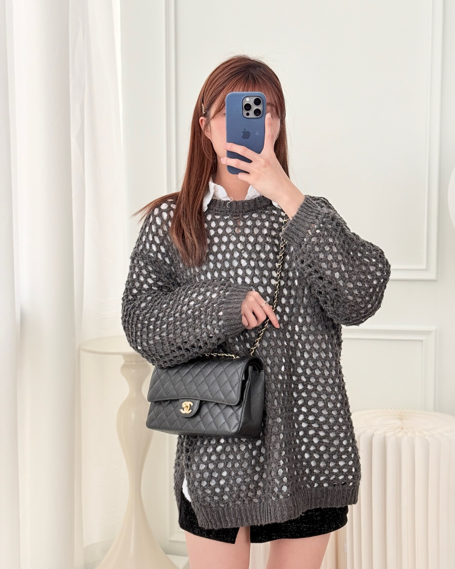 Chanel Classic M/L Medium Flap Quilted Black Caviar